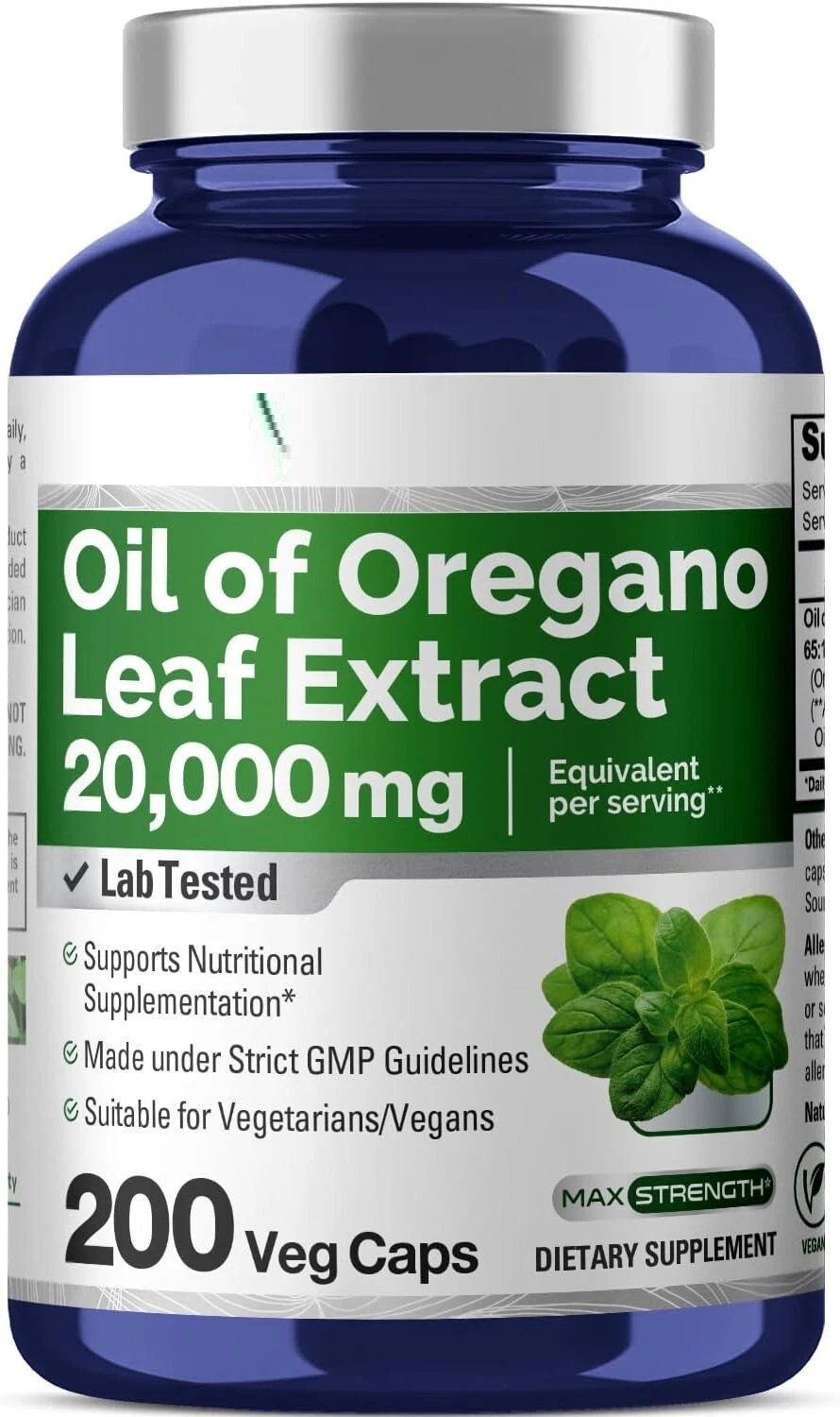 [156281784989] Oregano Oil 20,000mg 200Caps Contains Carvacrol Non GMO/Vegan