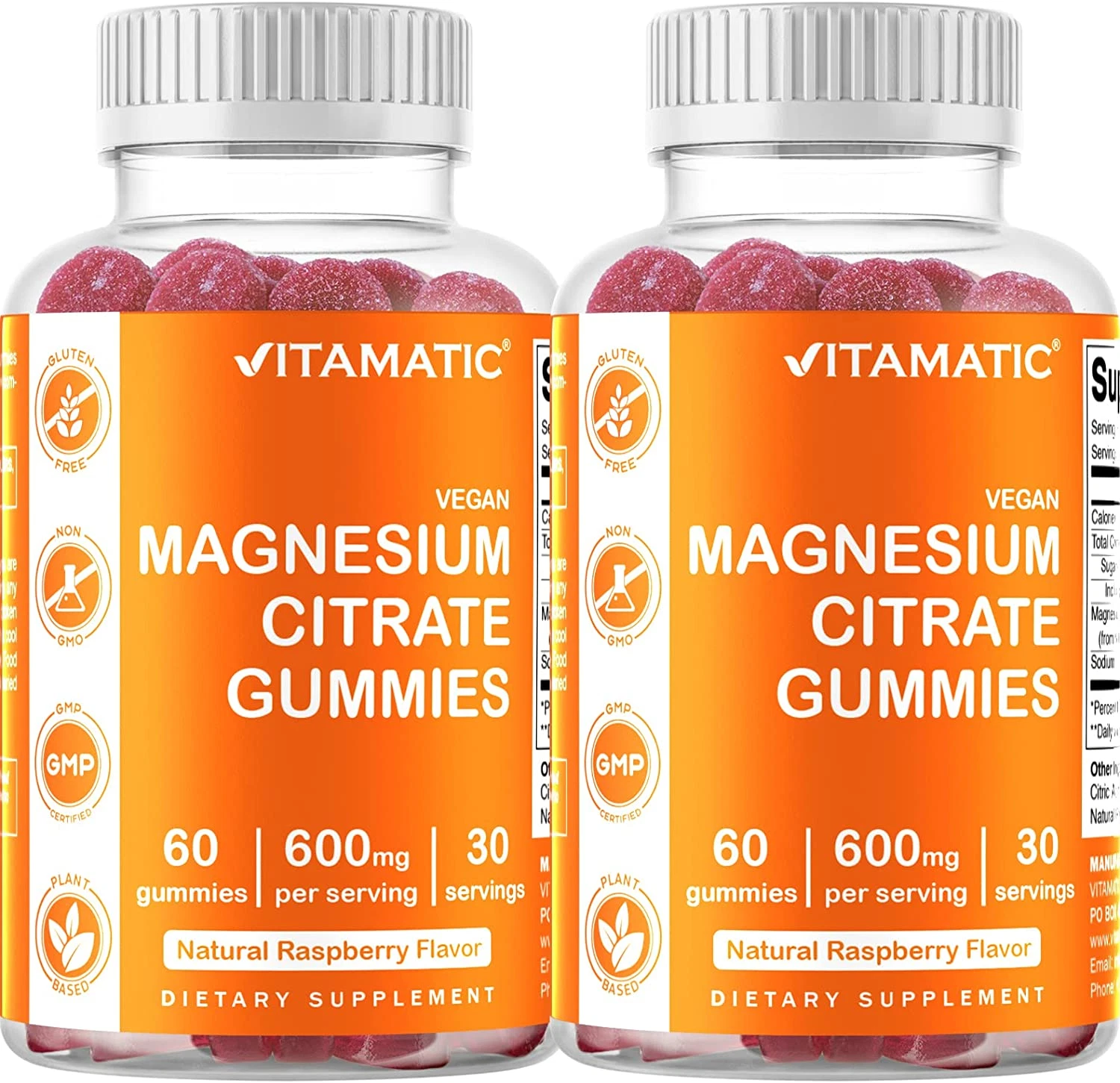 Magnesium Citrate Gummies 600Mg per Serving - 60 Vegan Gummies - Promotes Health