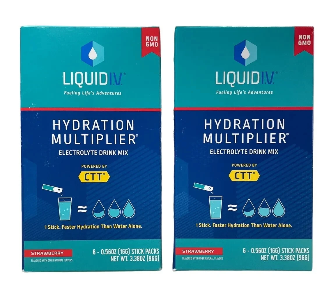 2 pk Liquid Hydration Multiplier Electrolyte Drink Mix, 6 ct Each Exp 10/2025