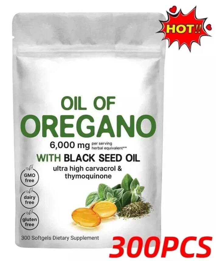 [157147306899] Oil of Oregano 300 Softgels with Black Seed Oil - 6000mg Oregano Oil Strength