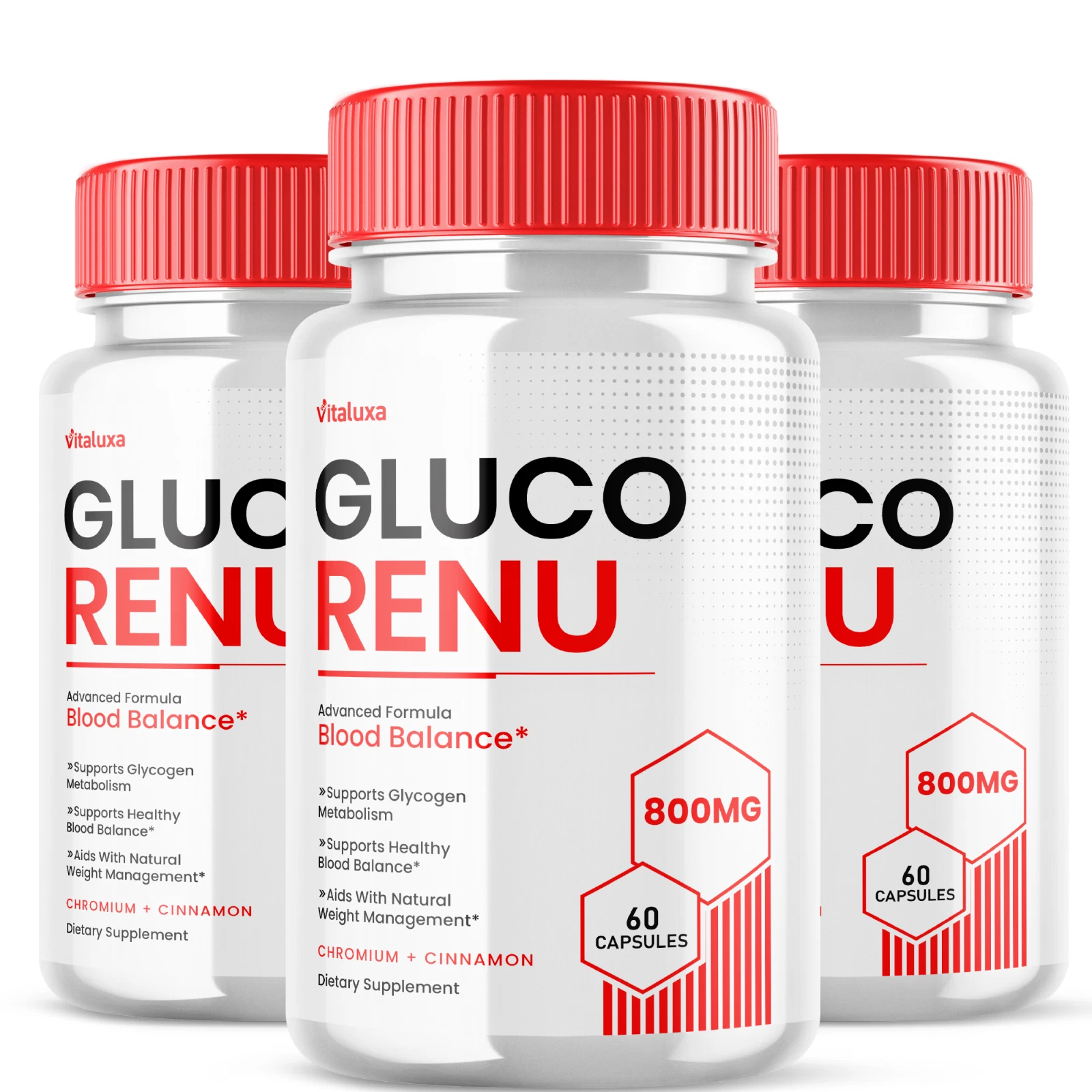 (3 Pack) Gluco Renu Advanced Formula Blood Support Supplement (180 Capsules)