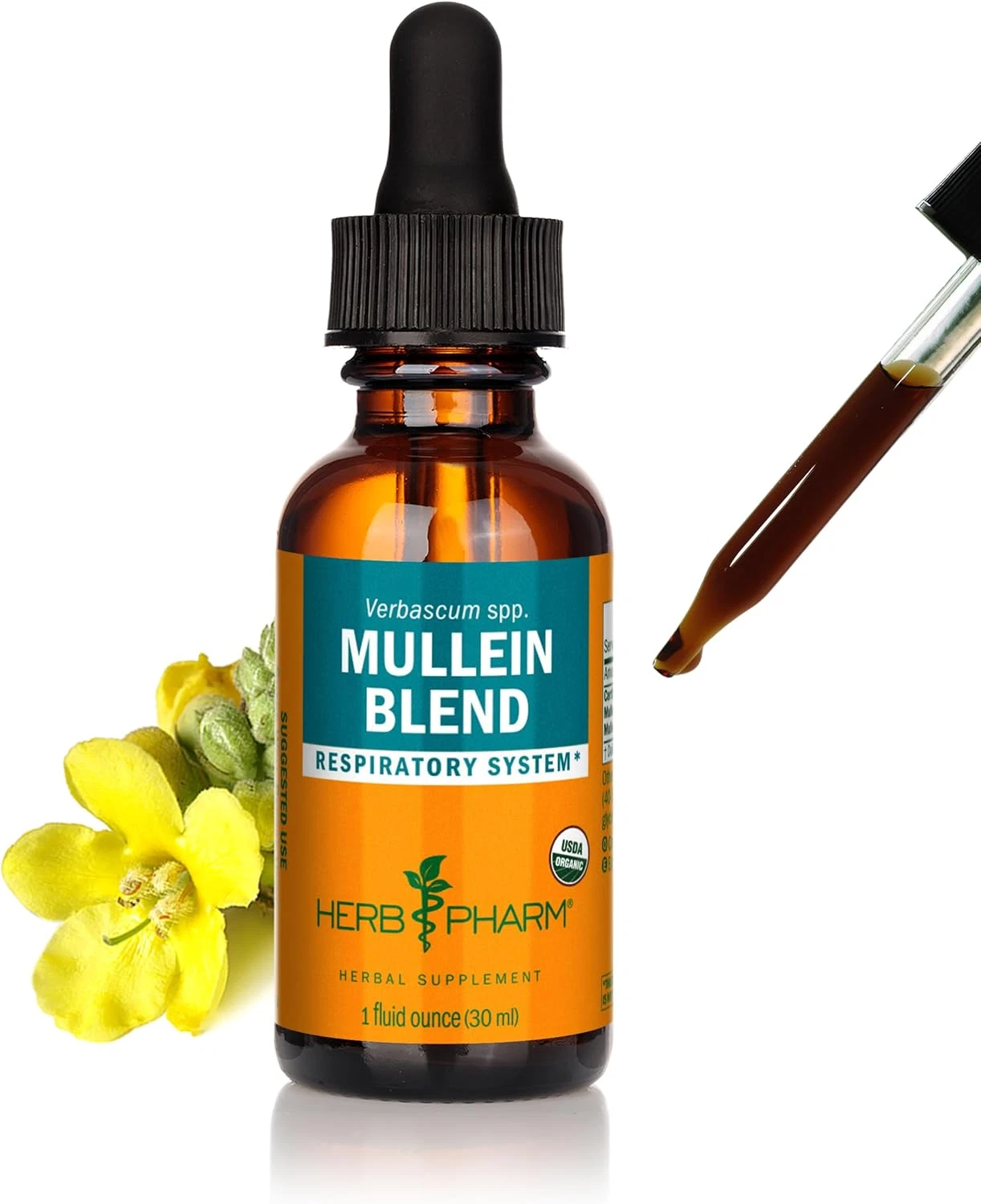 Certified Organic Mullein Blend Liquid Extract for Respiratory System Support...