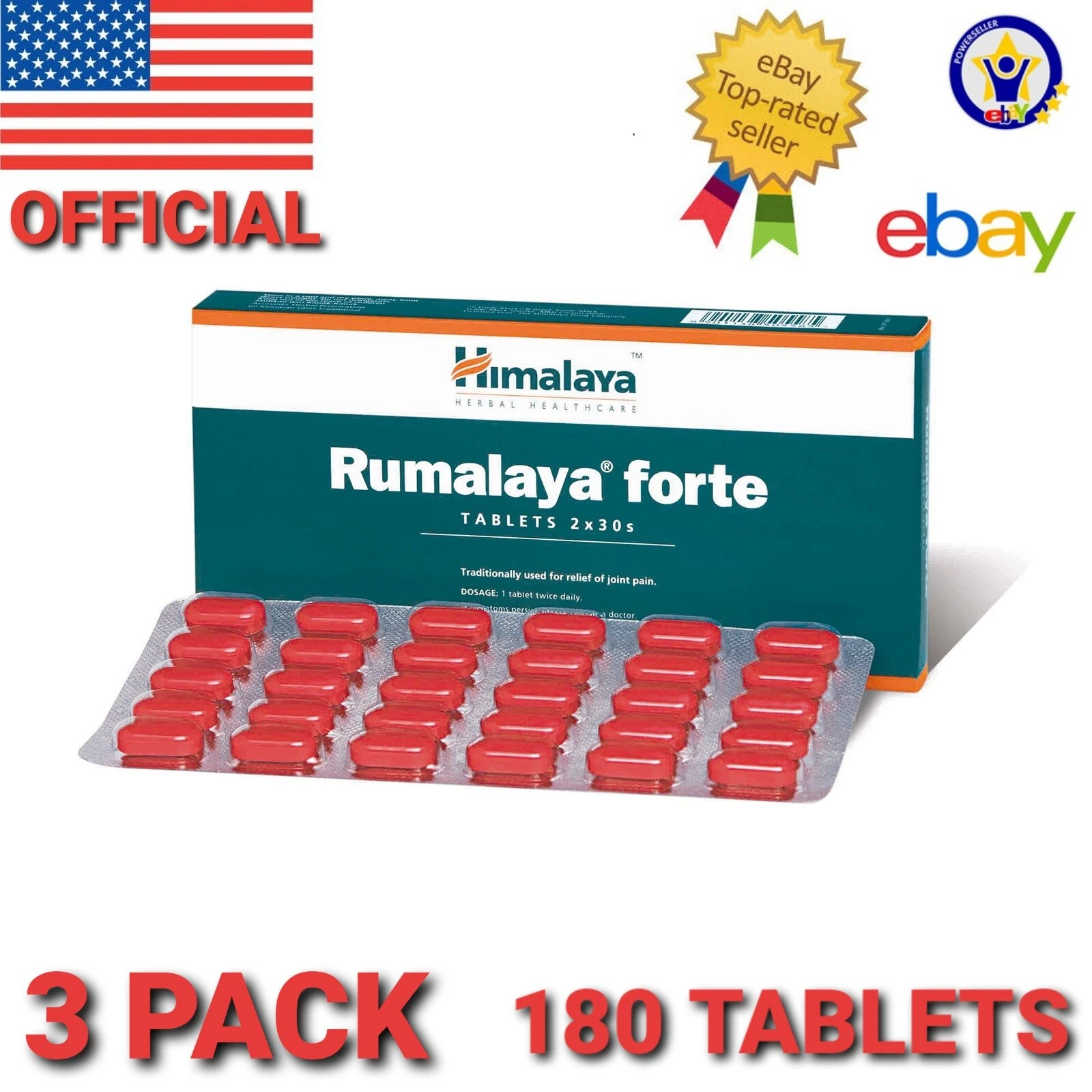 [255061055596] Rumalaya Forte Himalaya OFFICIAL USA 3 Box 180 Tablets Care Pain Back