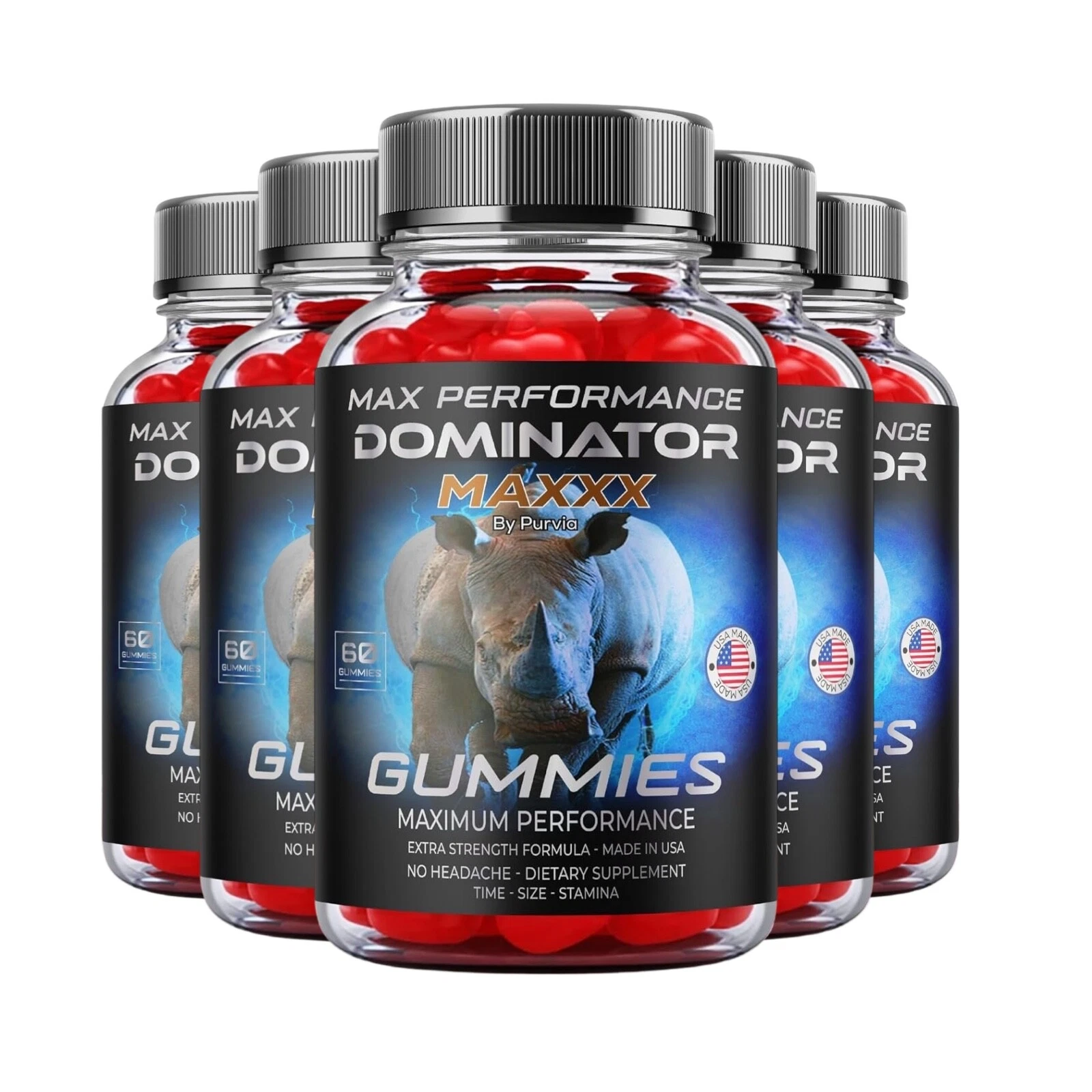 5-Pack Dominator Maxxx Gummies, Dominator Max Performance Gummies - 300 Gummies