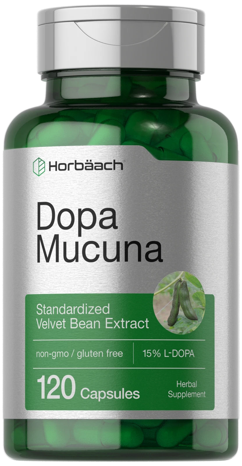 Dopa Mucuna | 120 Capsules | Non-GMO | by Horbaach