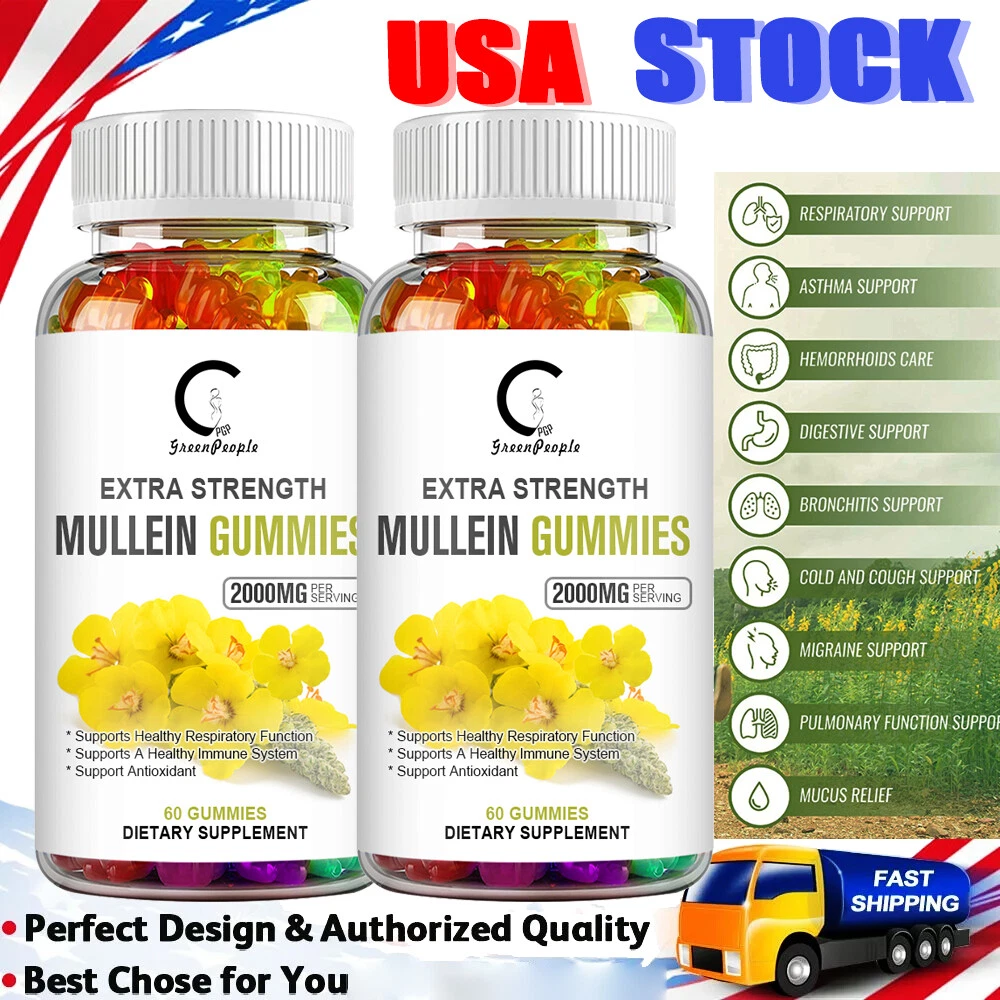 Mullein Leaf Extract Organic Lung Cleanse Gummies for Lung Health Natural Herbal