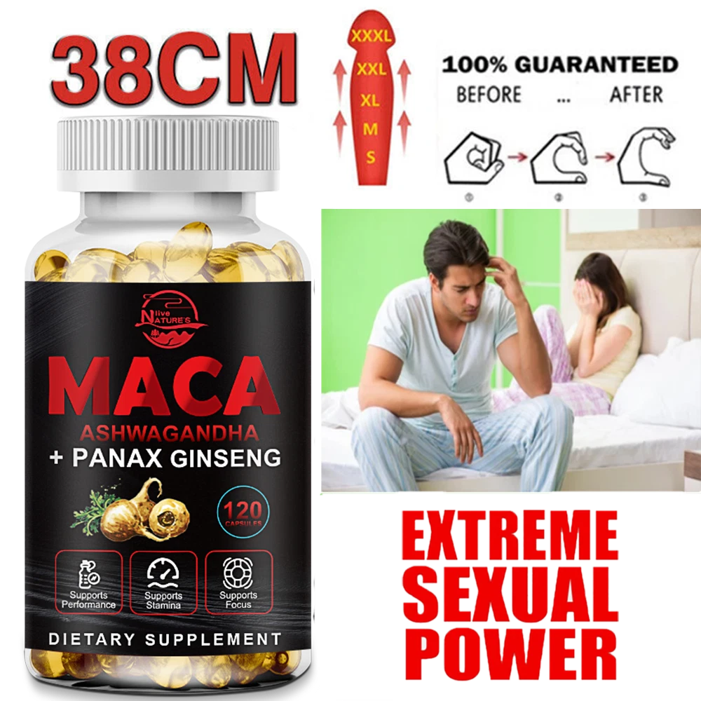 Organic Maca Root + Panax Ginseng 12000mg, Peruvian Maca Extract for Men & Women