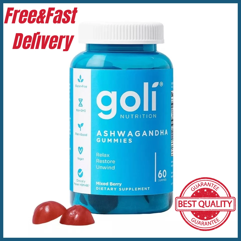{J} GOLI - Ashwagandha & Vitamin D - Relax, Restore - Mixed Berry (60) Gummies