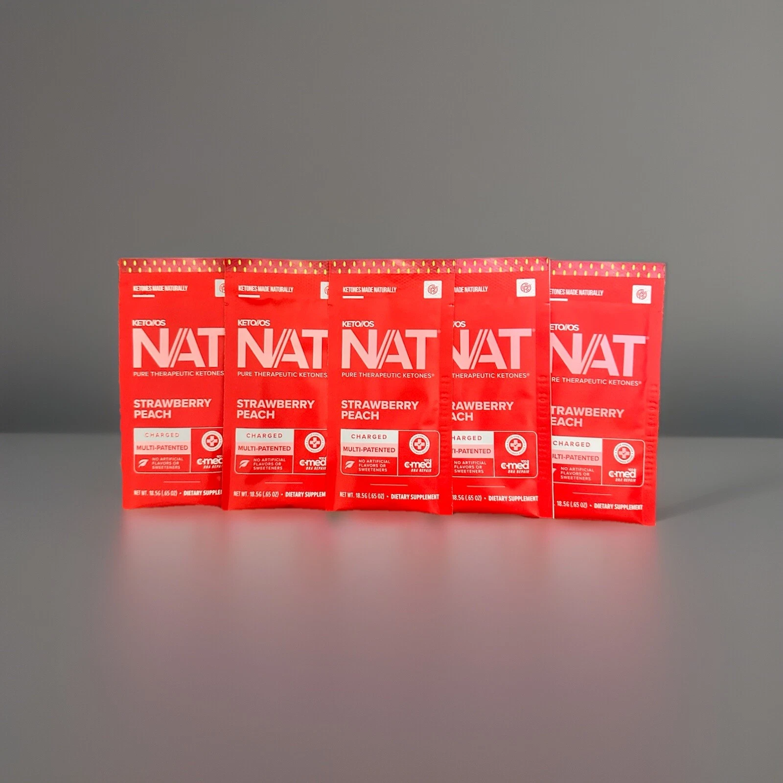 Pruvit Keto OS NAT KETONES Strawberry Peach CHARGED 5 Packs - Free Shipping.