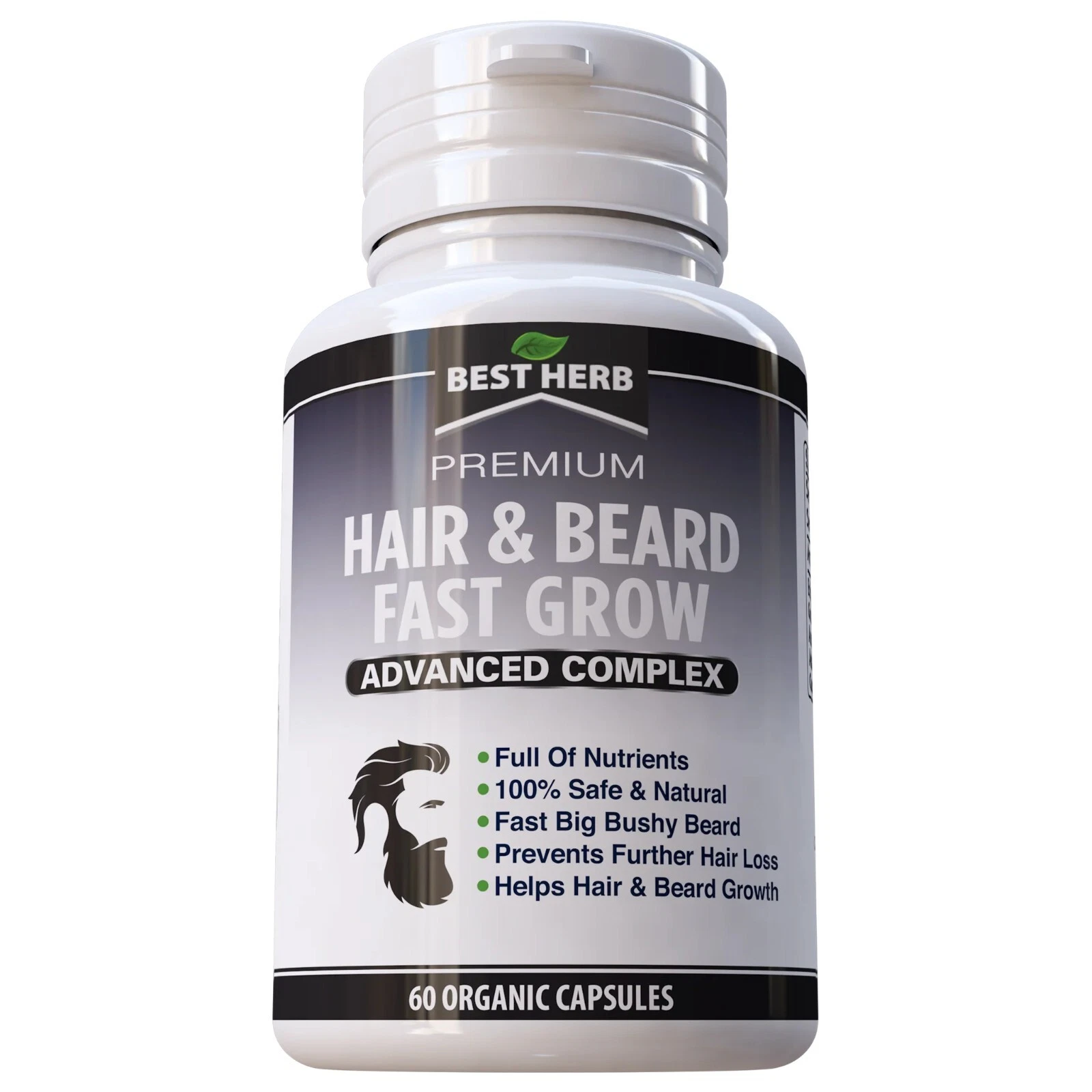 [174703618503] Hair & Beard Fast Grow Supplement Pills 60 Capsules Exp 07/27
