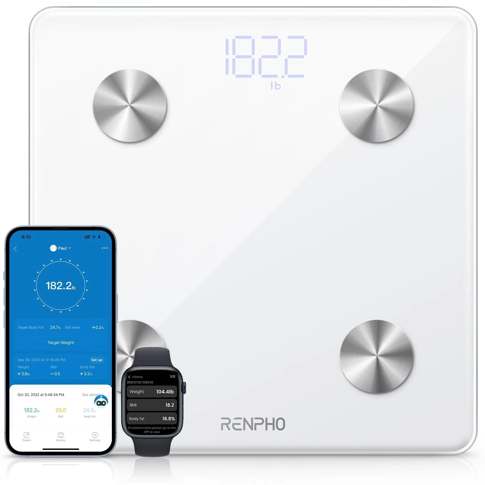 RENPHO Digital Body Weight Scale Bathroom Bluetooth Body Fat Scale Smart Gift