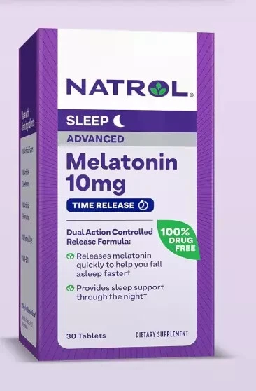 Natrol Advanced Sleep Aid Melatonin 10 mg Time Release (1-Box, 30ct) Exp. 04/26+