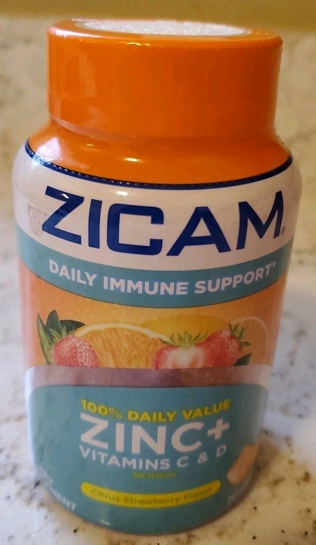 [205384328799] ZICAM DAILY IMMUNE SUPPORT ZINC + VITAMIN C & D CITRUS STRAWBERRY 70 GUMMIES