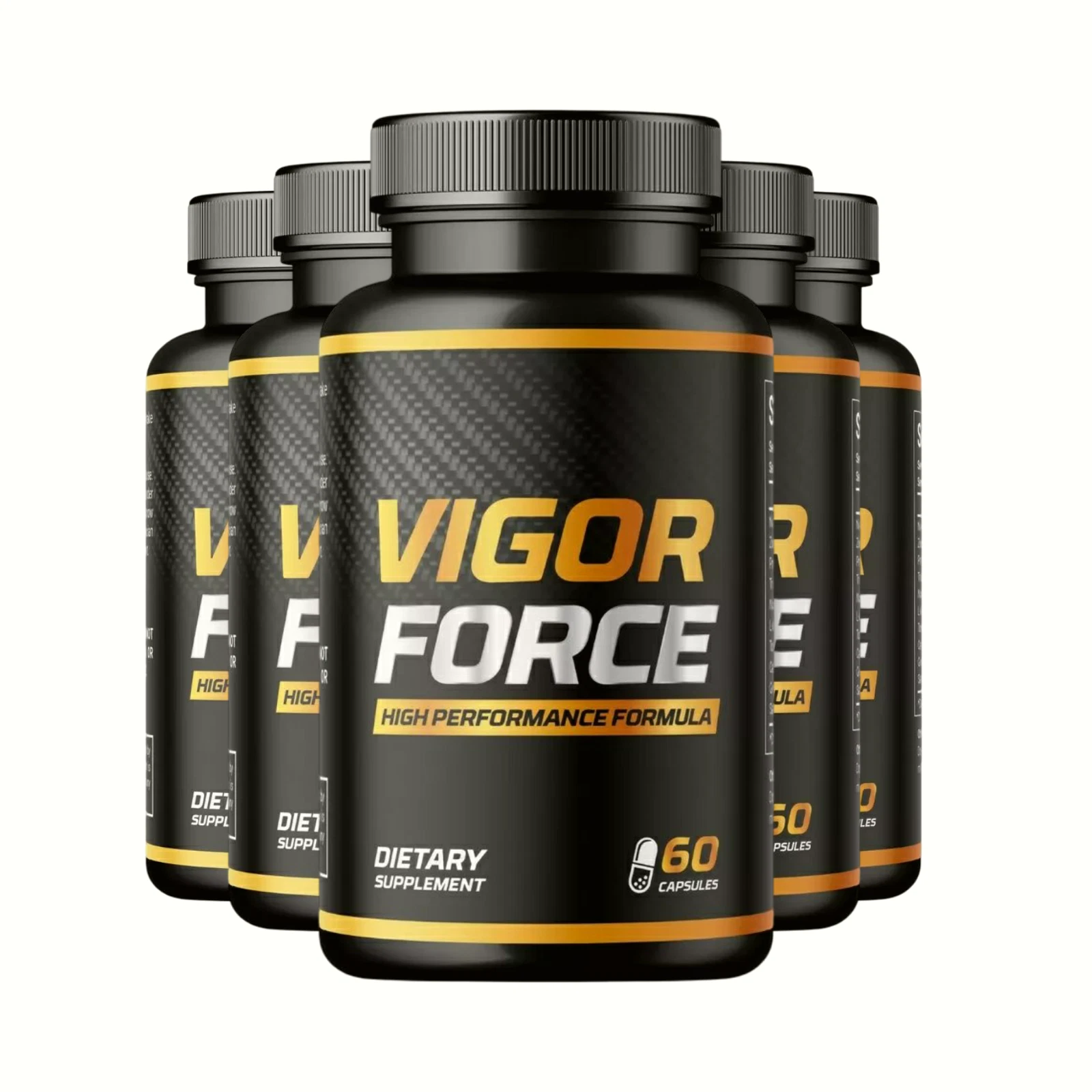 5-Pack Vigor Force Male Pills - Supports Mens Vitality & Energy - 300 Capsules