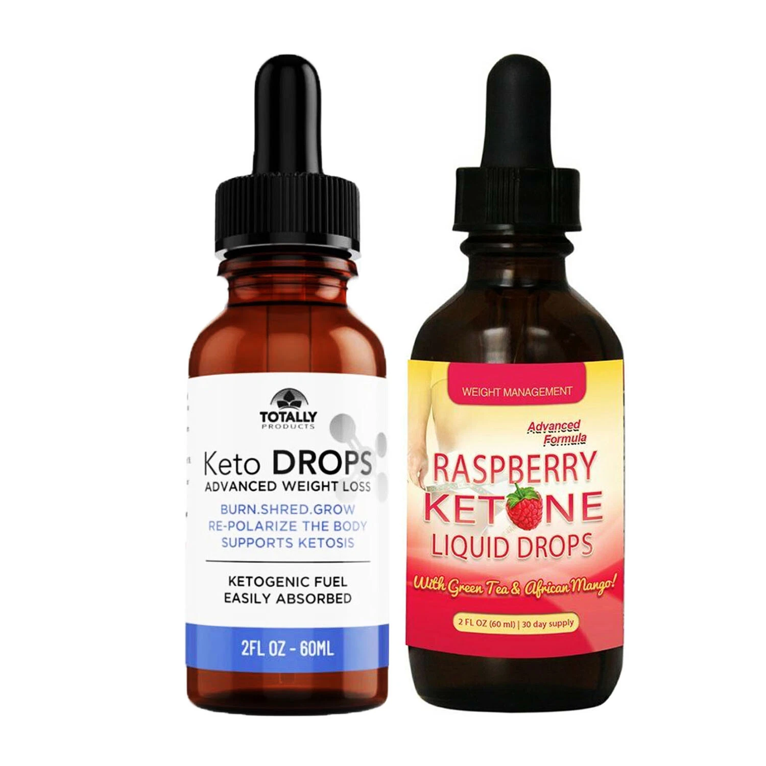 Ultimate Keto Diet Fat Burner Raspberry Ketone Liquid Weight Loss Drops Combo Pk