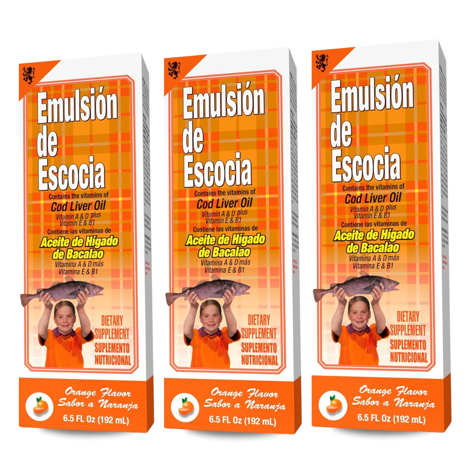 Emulsion de Escocia Cod Liver Oil 6.5 fl oz, Orange Flavor 6.5 fl oz (3-Pack)
