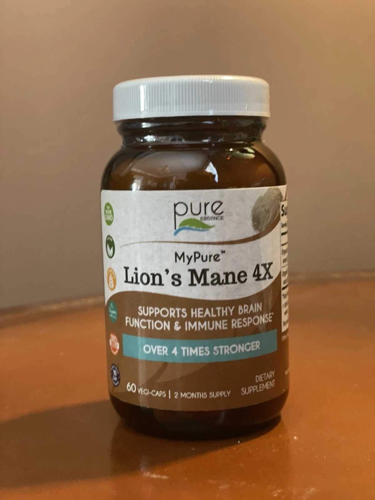 MyPure Lion's Mane 4X Healthy Brain And Immune Response 60 Vegi-Caps