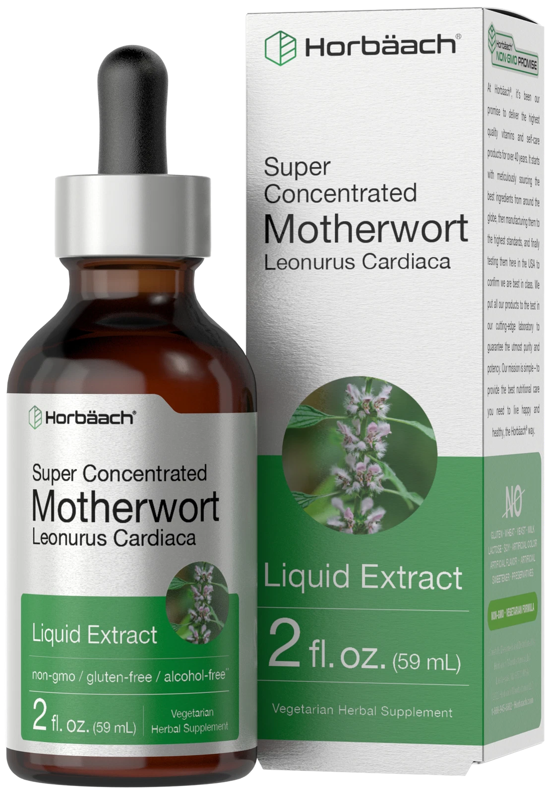 [385610269244] Motherwort Liquid Extract | 2 fl oz | Low Alcohol | Vegetarian | by Horbaach