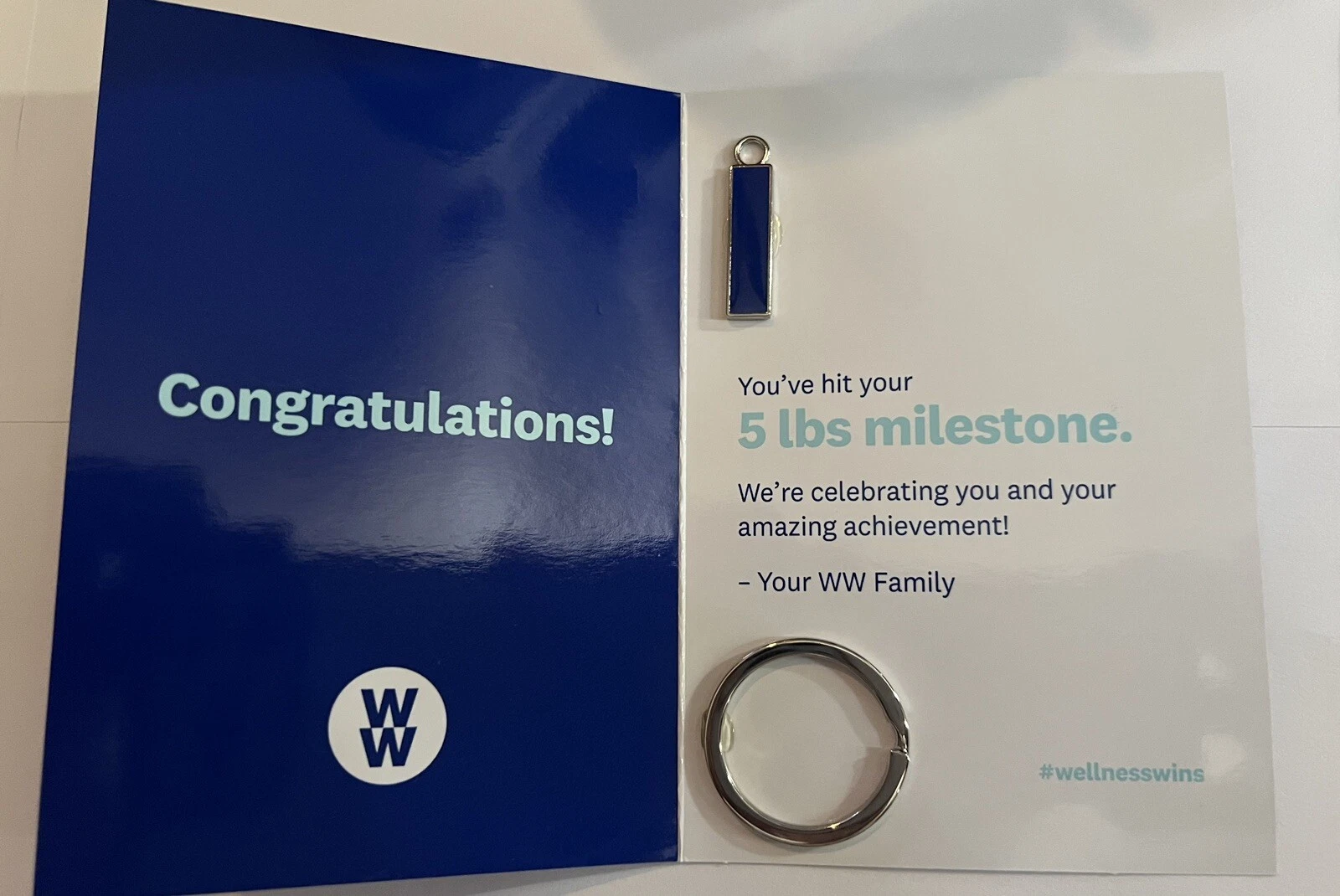 [166972349395] Weight Watchers 5 Lb milestone Keychain charm