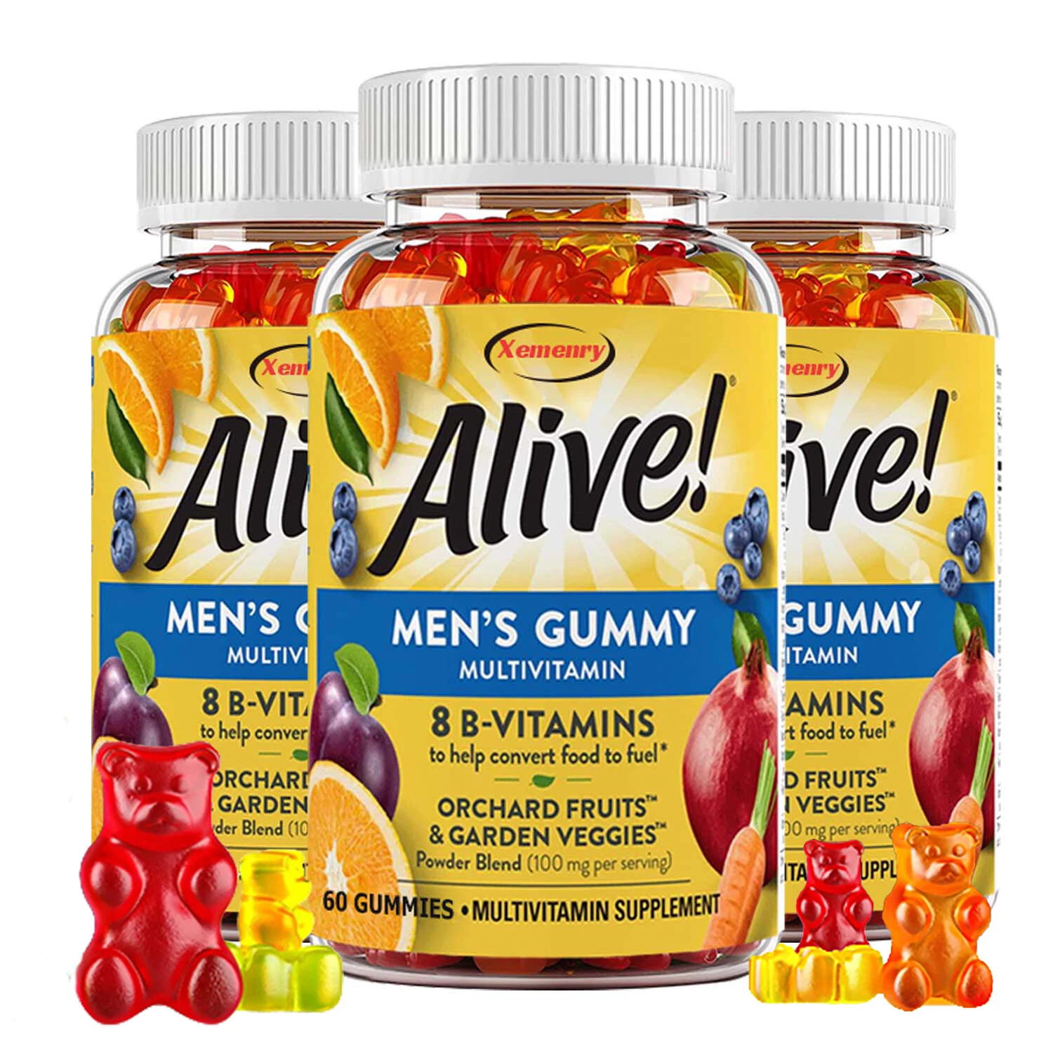 Alive! Men's Gummy Multivitamin - Daily Supplements, Support Energy Metabolism