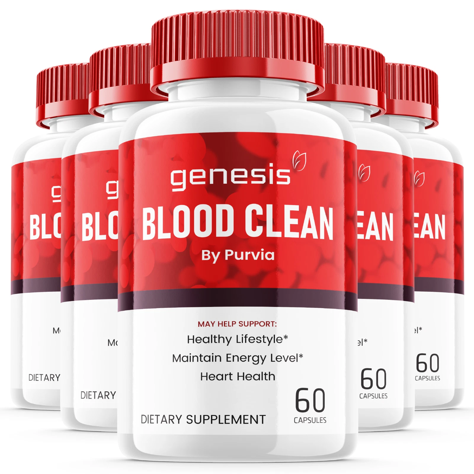 [396220022817] (5 Pack) Genesis Blood Clean Capsules Strength Formula Maximum Overall Wellness