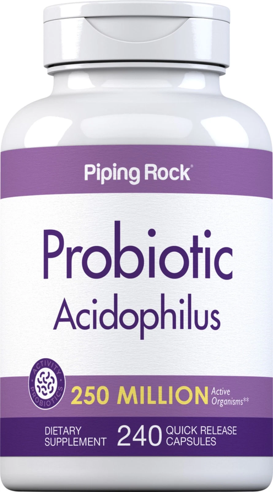 Probiotic Acidophilus Capsules | 250 Million CFU | 240 Pills | by Piping Rock