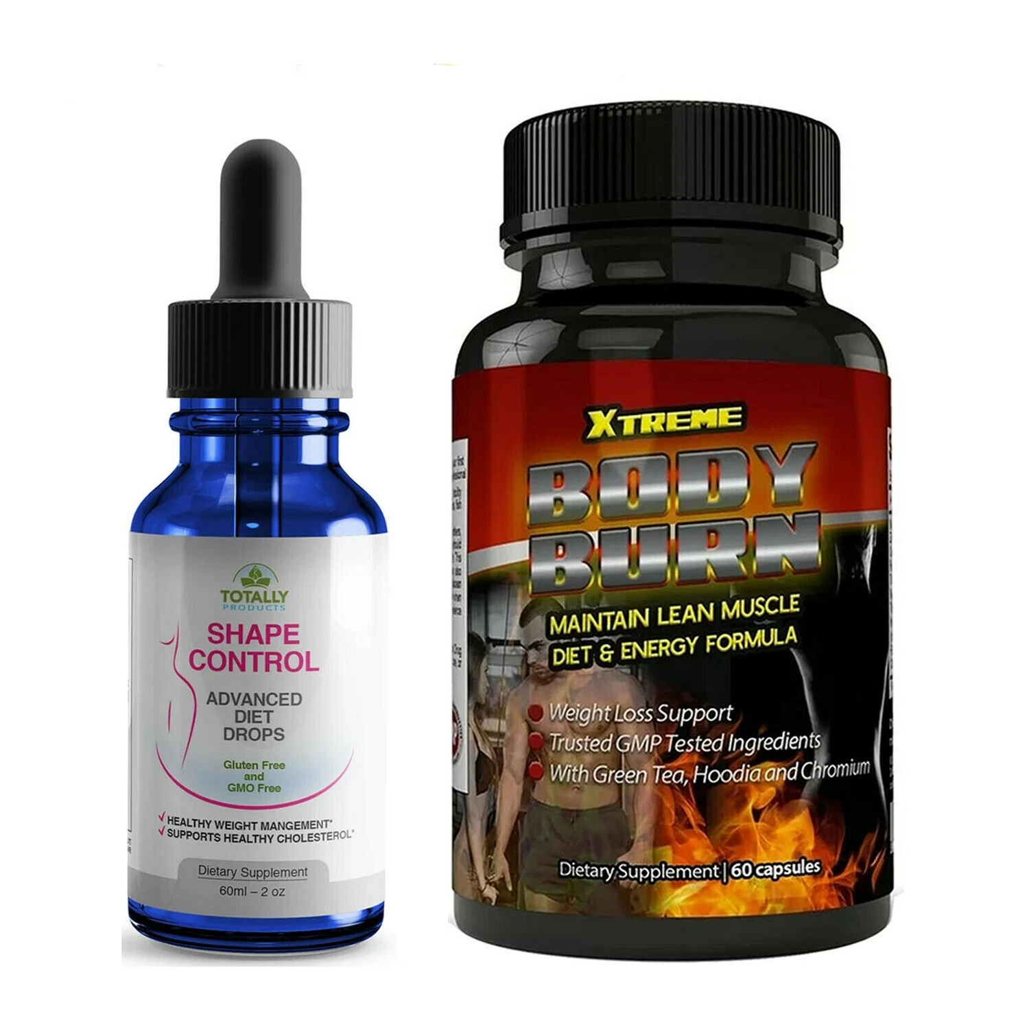 Shape Control Diet Drops & Xtreme Body Burn Lean Muscle Energy Capsules Combo