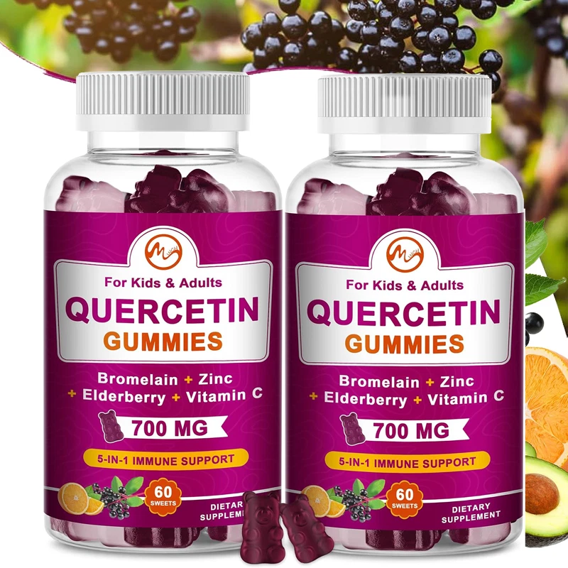 2Pack Vegan Quercetin Gummies with Bromelain, Elderberry, Zinc and Vitamin C