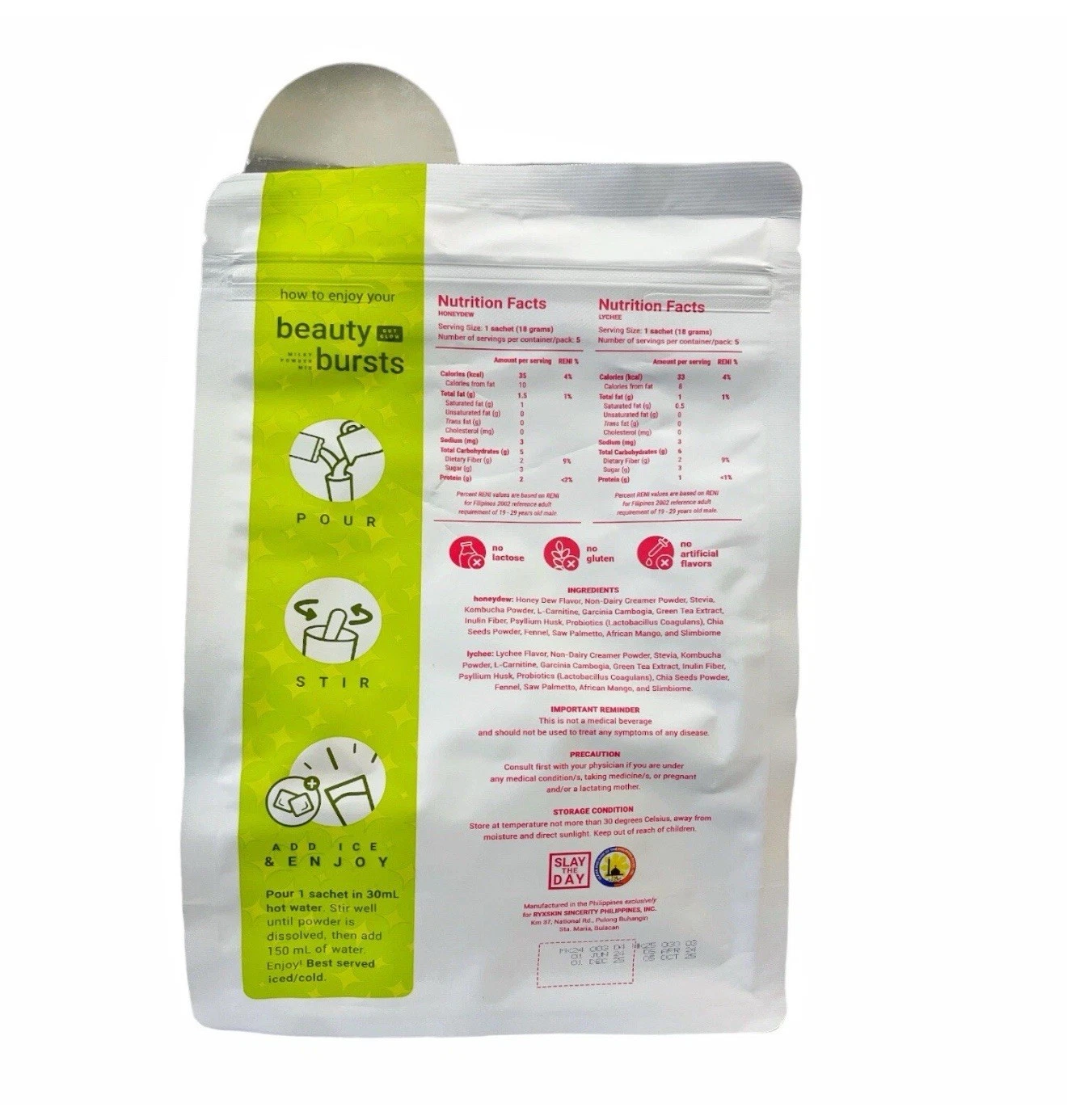 [226861259913] Ryxskin Beauty Bursts GUT GLOW - Honeydew & Lychee