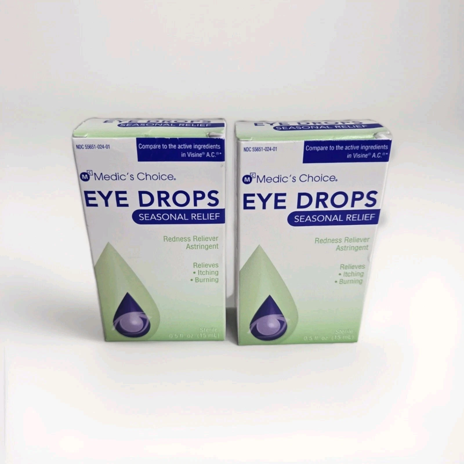 Medic Choice Eye Drops Seasonal Redness 0.5 Oz Each Exp:04/2025 (Pack Of 2)