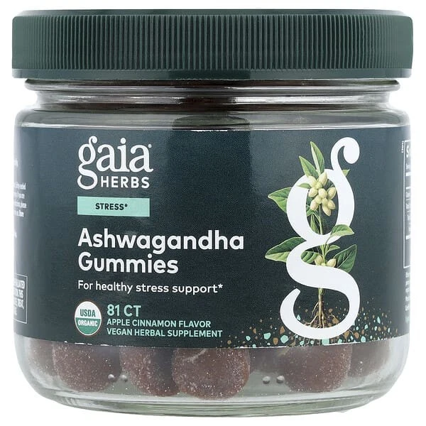2 X Gaia Herbs, Ashwagandha Gummies, Apple Cinnamon, 81 Count