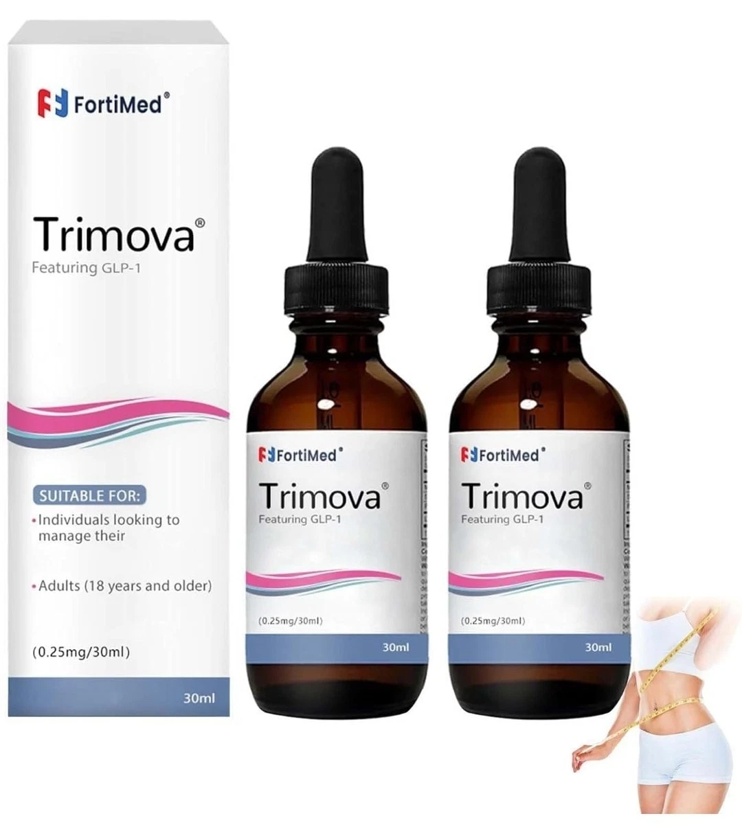 Lot of 2 FortiMed Trimova GLP-1 Metabolism Boost Drops - 2 x 30 ml Weight Loss