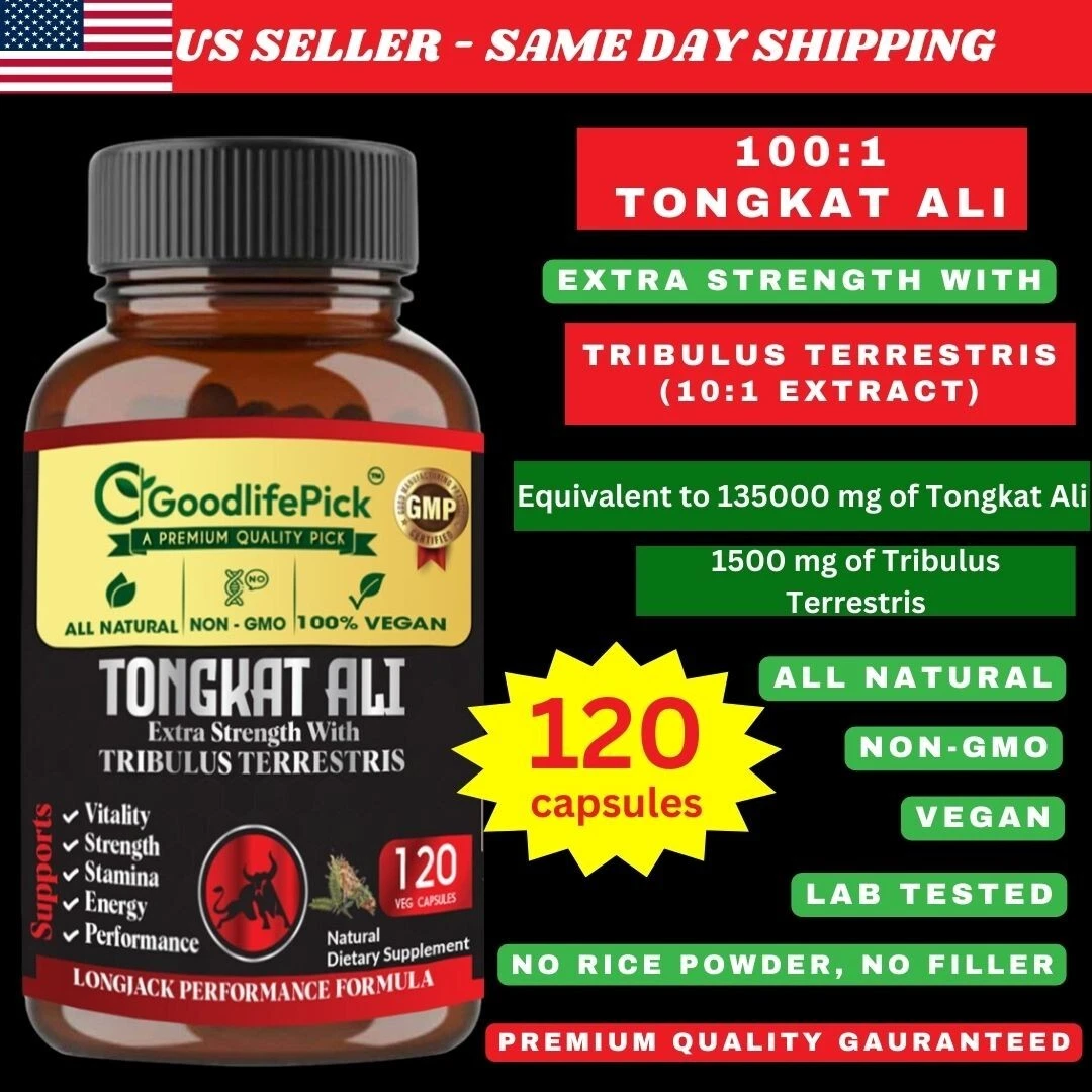 LONGJACK TONGKAT AL1 ROOT EXTRACT WITH TRIBULUS TERRESTRIS- MAXIMUM BENEFITS-120