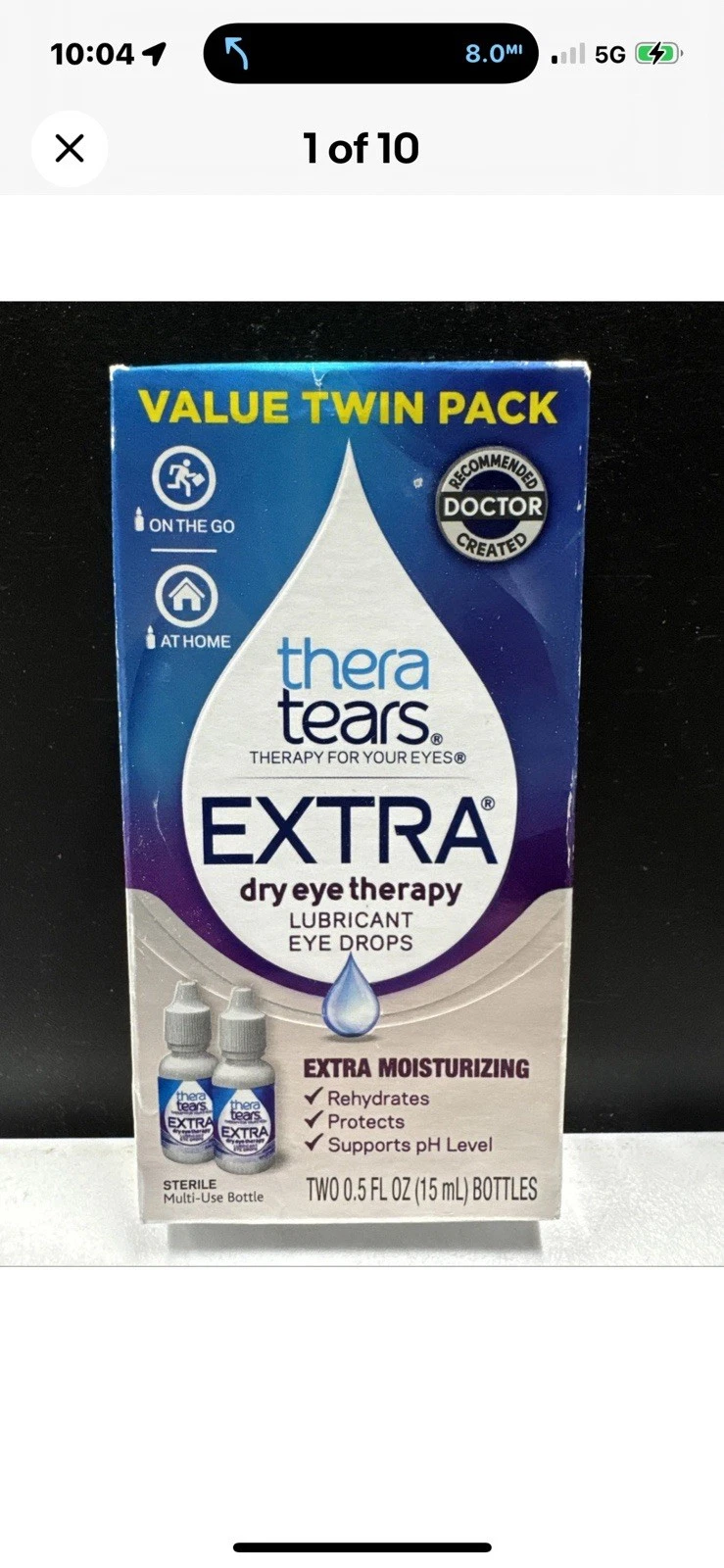 Thera Tears EXTRA Moisturizing 0.5oz lubricant Eye Drops VALUE TWIN PACK