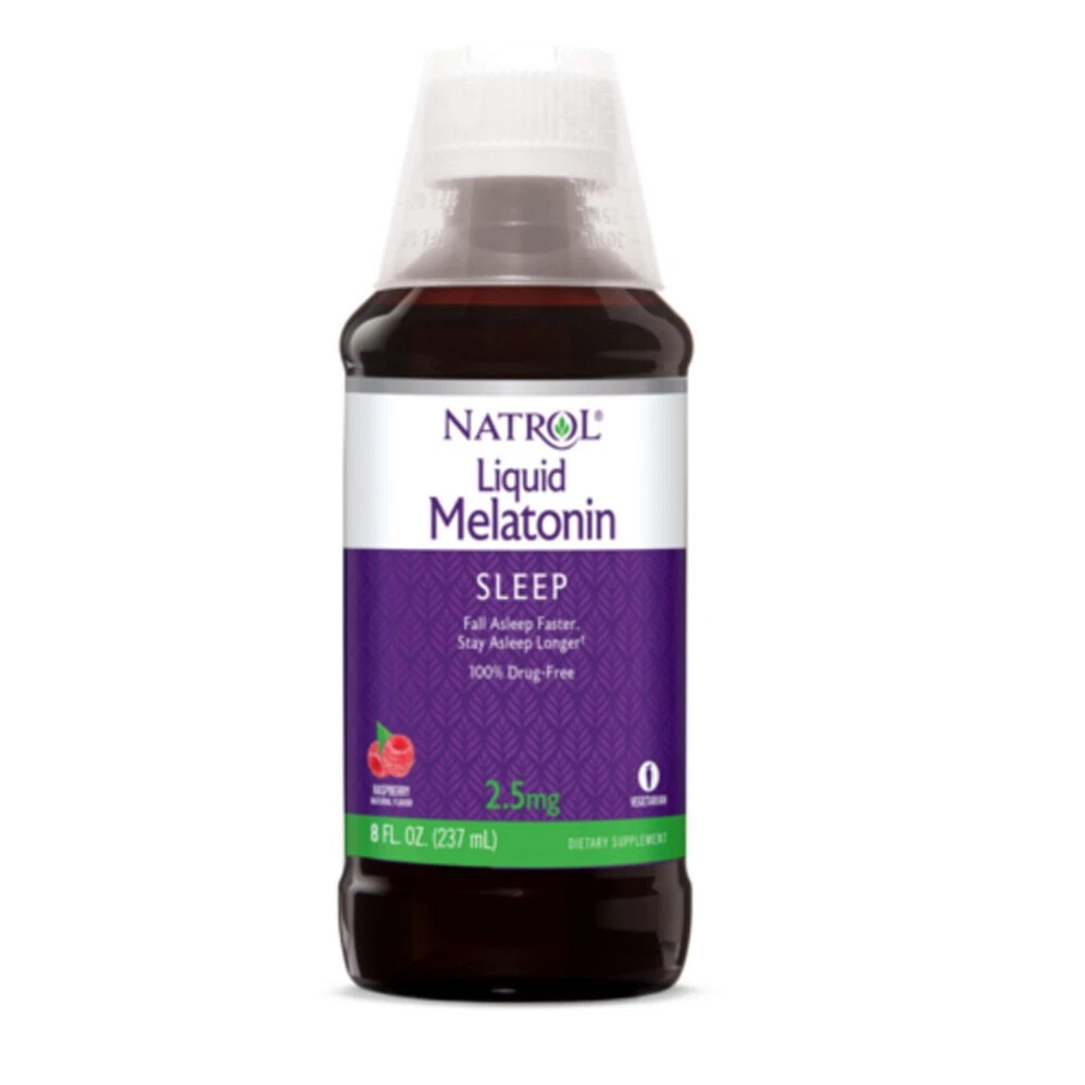 Natrol Liquid Melatonin for Sleep Supplement Berry Flavor 2.5 mg 8 oz Pack of 2