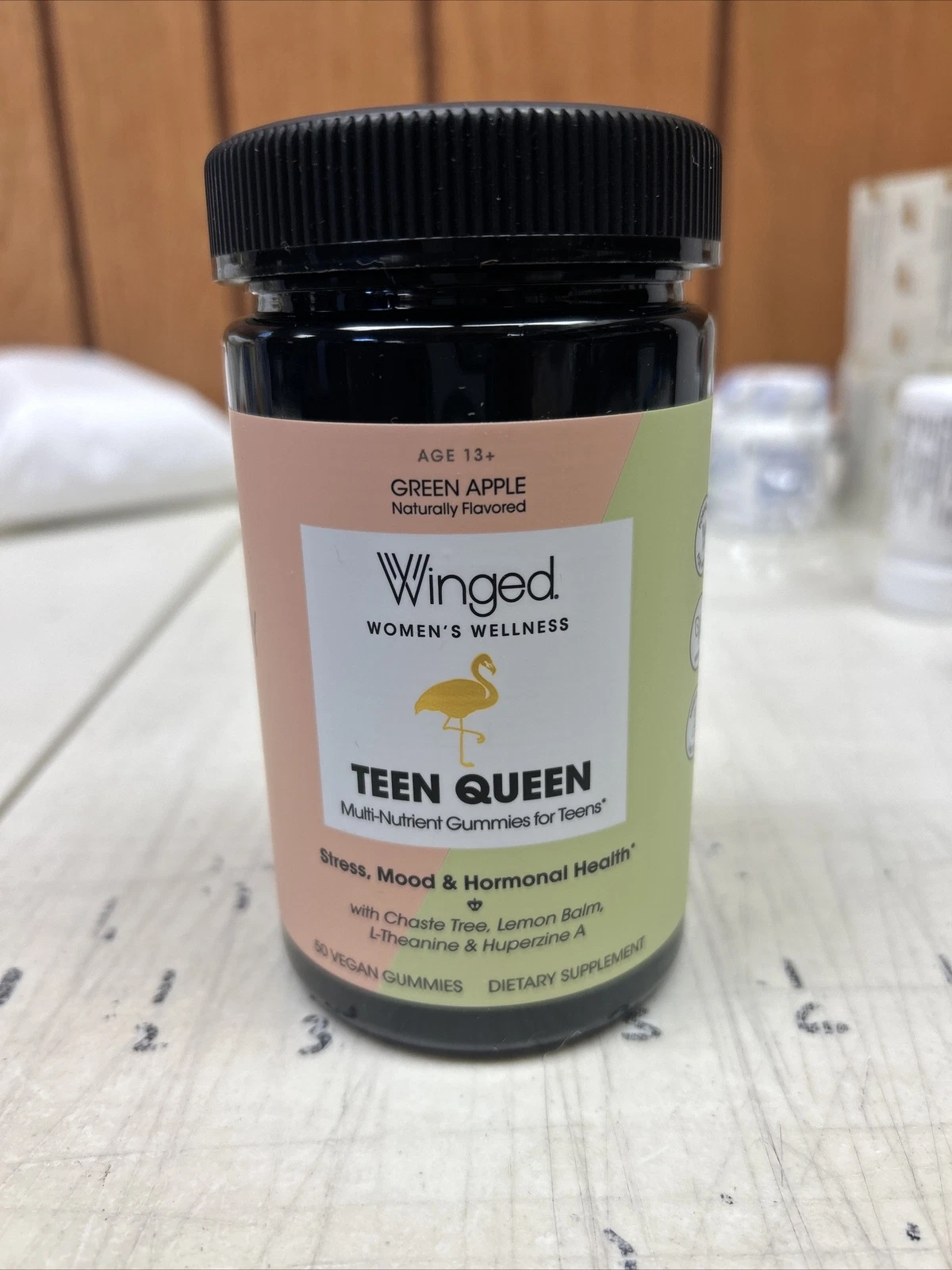 50 Vegan Gummies Teen Queen Multivitamins Mood and Hormonal Health Green Apple