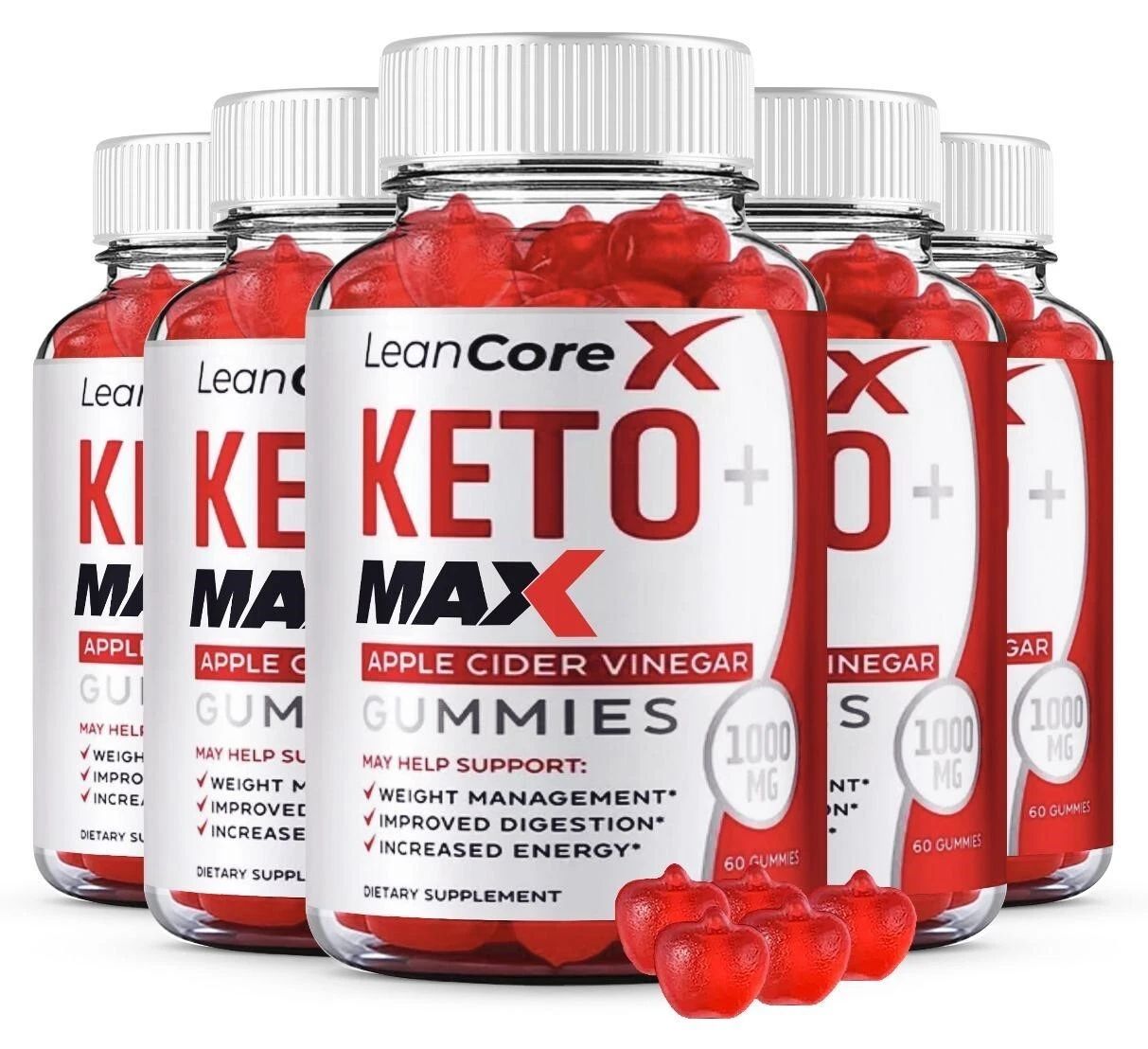 (5 Pack) Lean Core X Keto MAX ACV Gummies Supplement-LeanCoreX , Vitamin B12