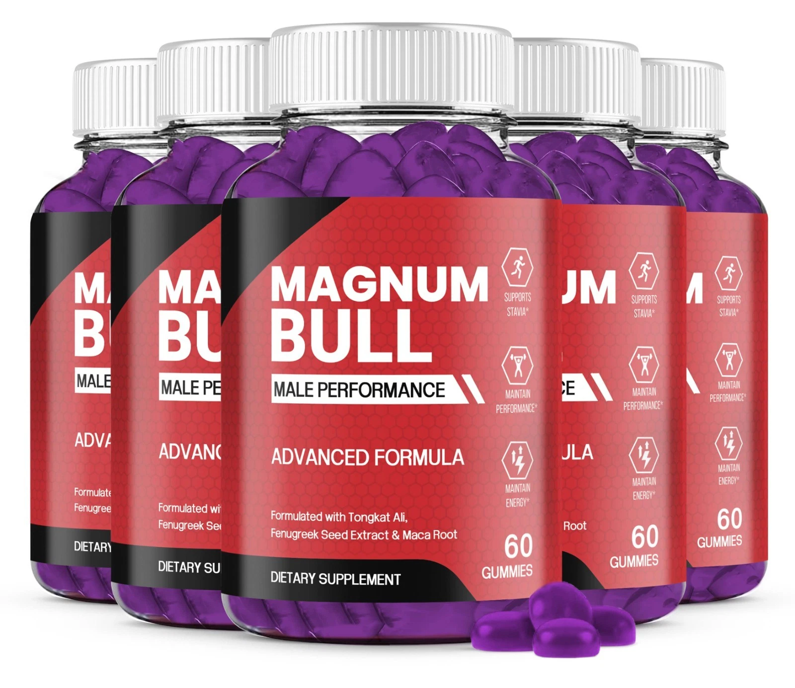 (5 Pack) Magnum Bull Gummies for Men, Ultra Potency Formula For Male Health