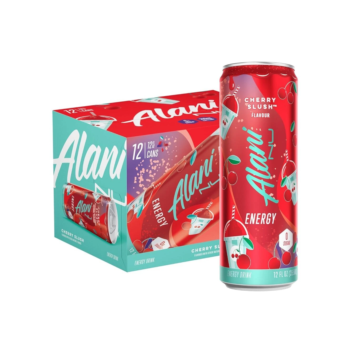 Alani Nu CHERRY SLUSH Sugar Free, Low Calorie Energy Drinks, 200mg Caffeine, Bio