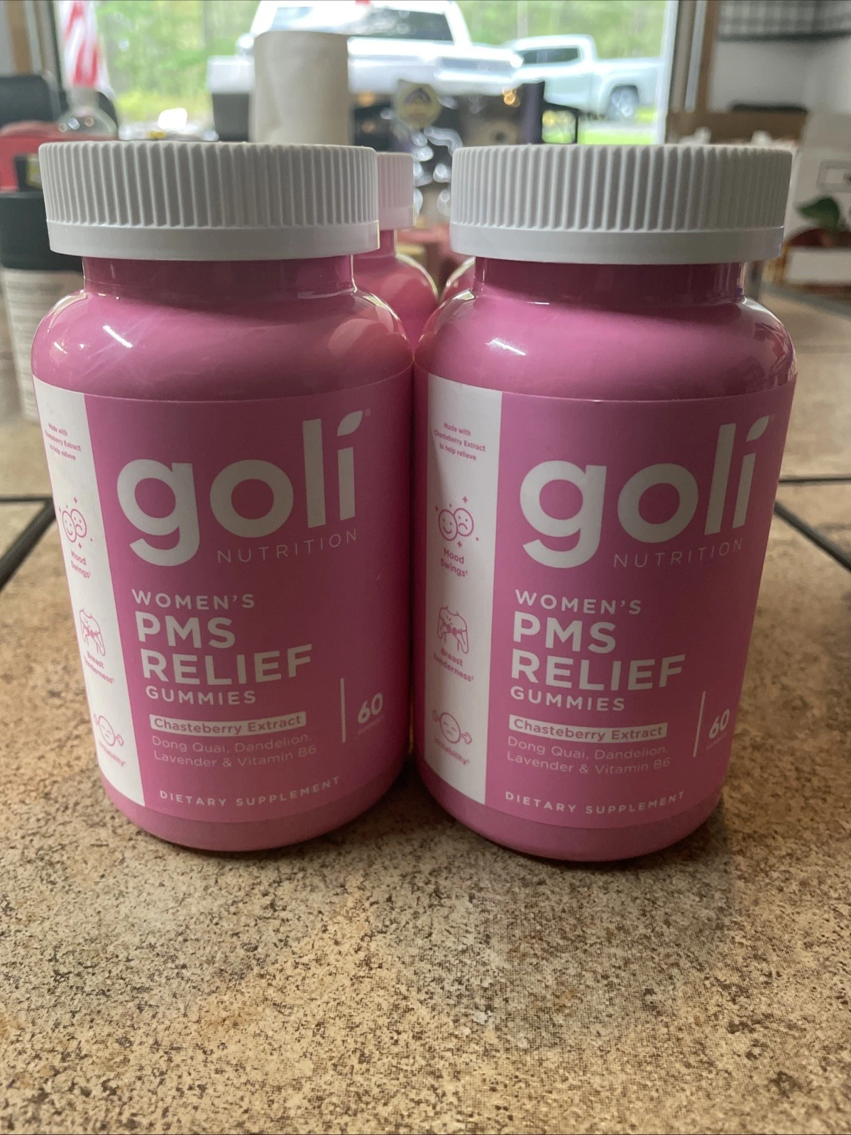 [256981701409] GOLI Women's PMS Relief Chasteberry Extract 60 Gummies Ea Exp 03/2026 (Lot of 2)