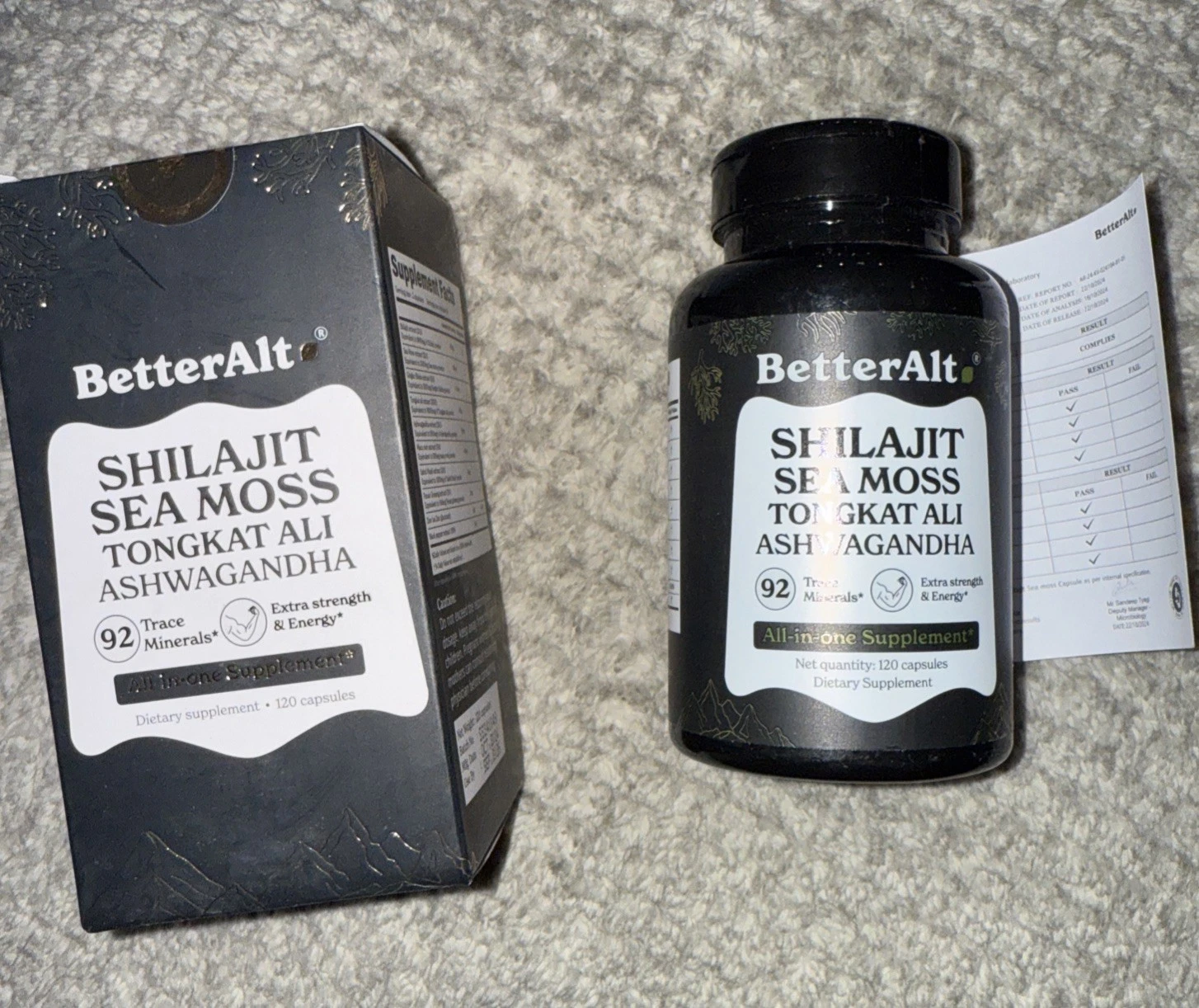 2x Better Alt Shilajit Sea Moss TA Ashwagandha 92 Minerals Supplement 120ct
