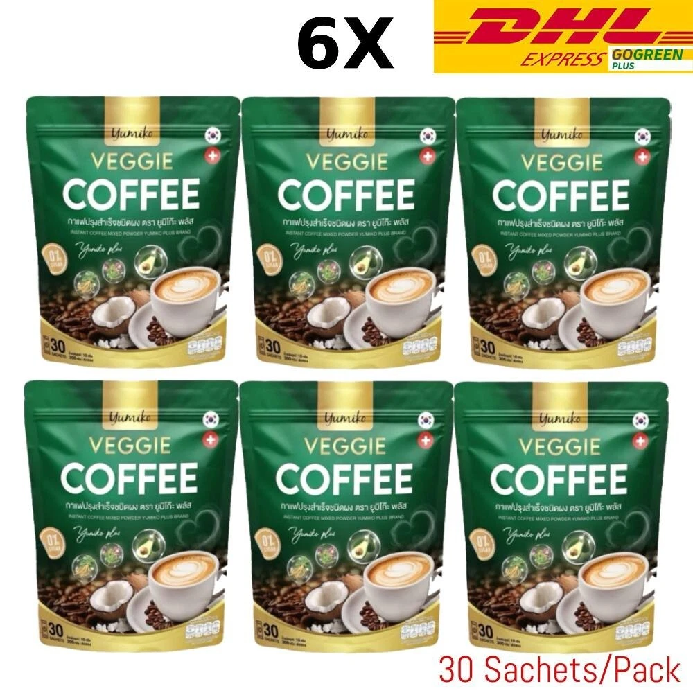 [205460234173] Yumiko Veggie Coffee Dietary Powder Weight Management Detox Support 6 Packs