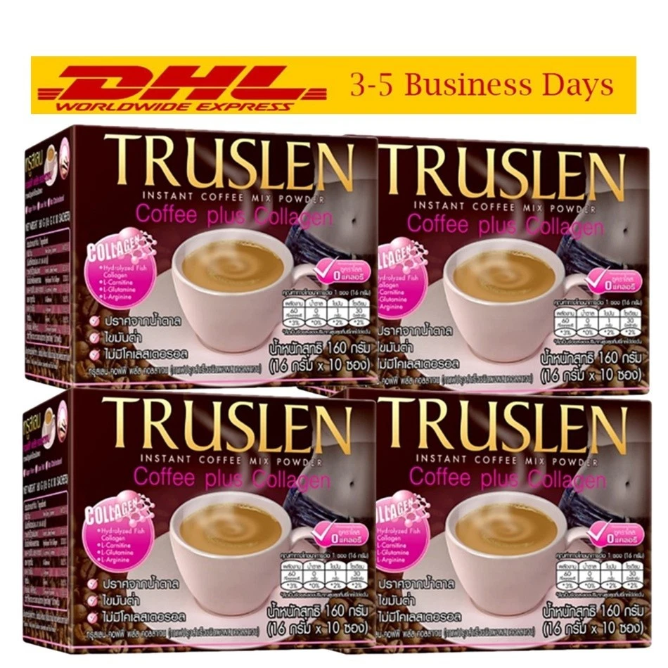 4xCoffee TRUSLEN Plus Collagen Help Breakdown No Sugar Mix Slimming Diet