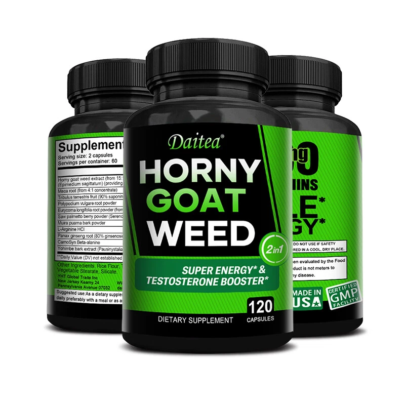 Horney Goat Weed for Men & Women-with Maca, Saw Palmetto, Ginseng, L-Arginine