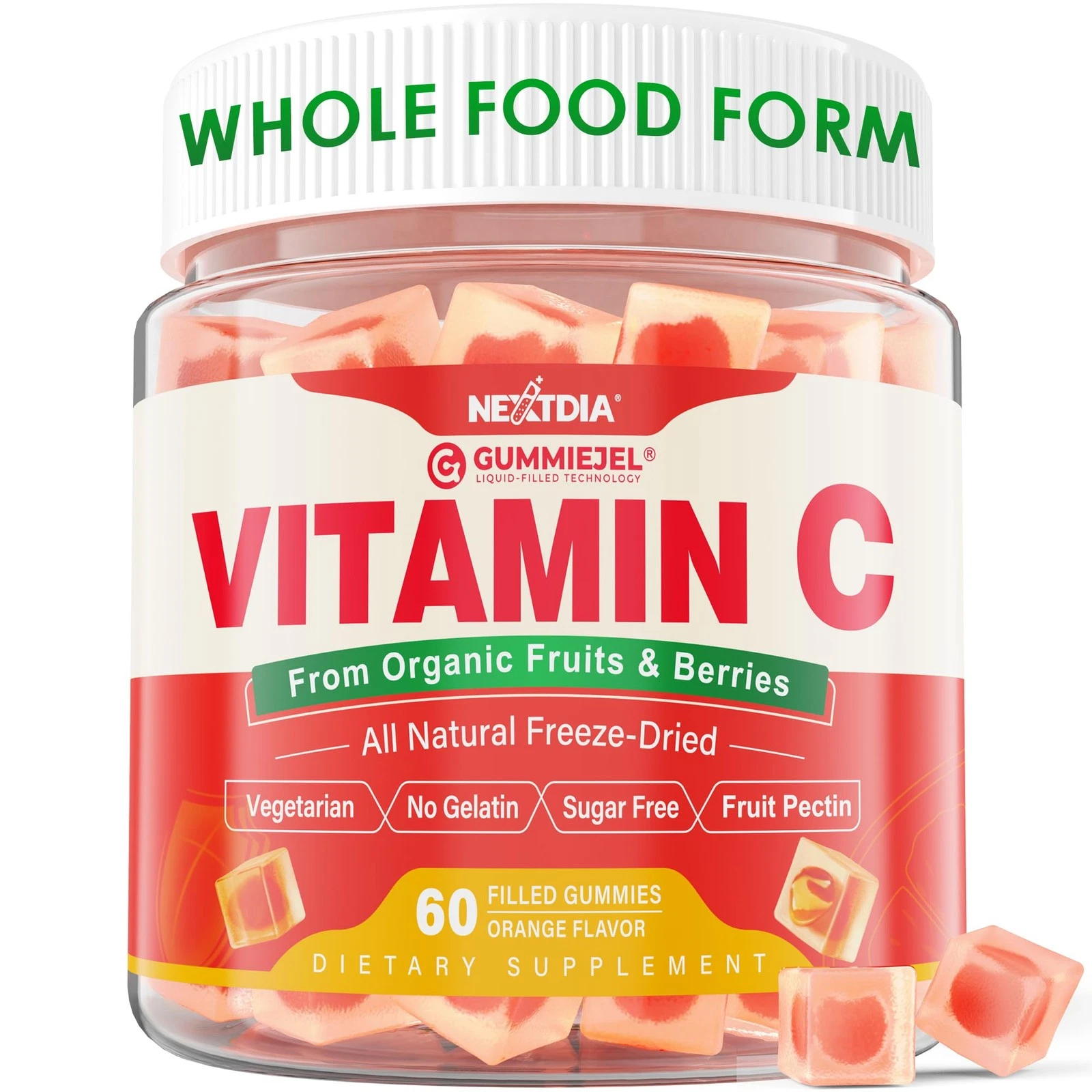 Whole Food Vitamin C Gummies for Adults & Kids (Made in USA) Zero Sugar, Natural