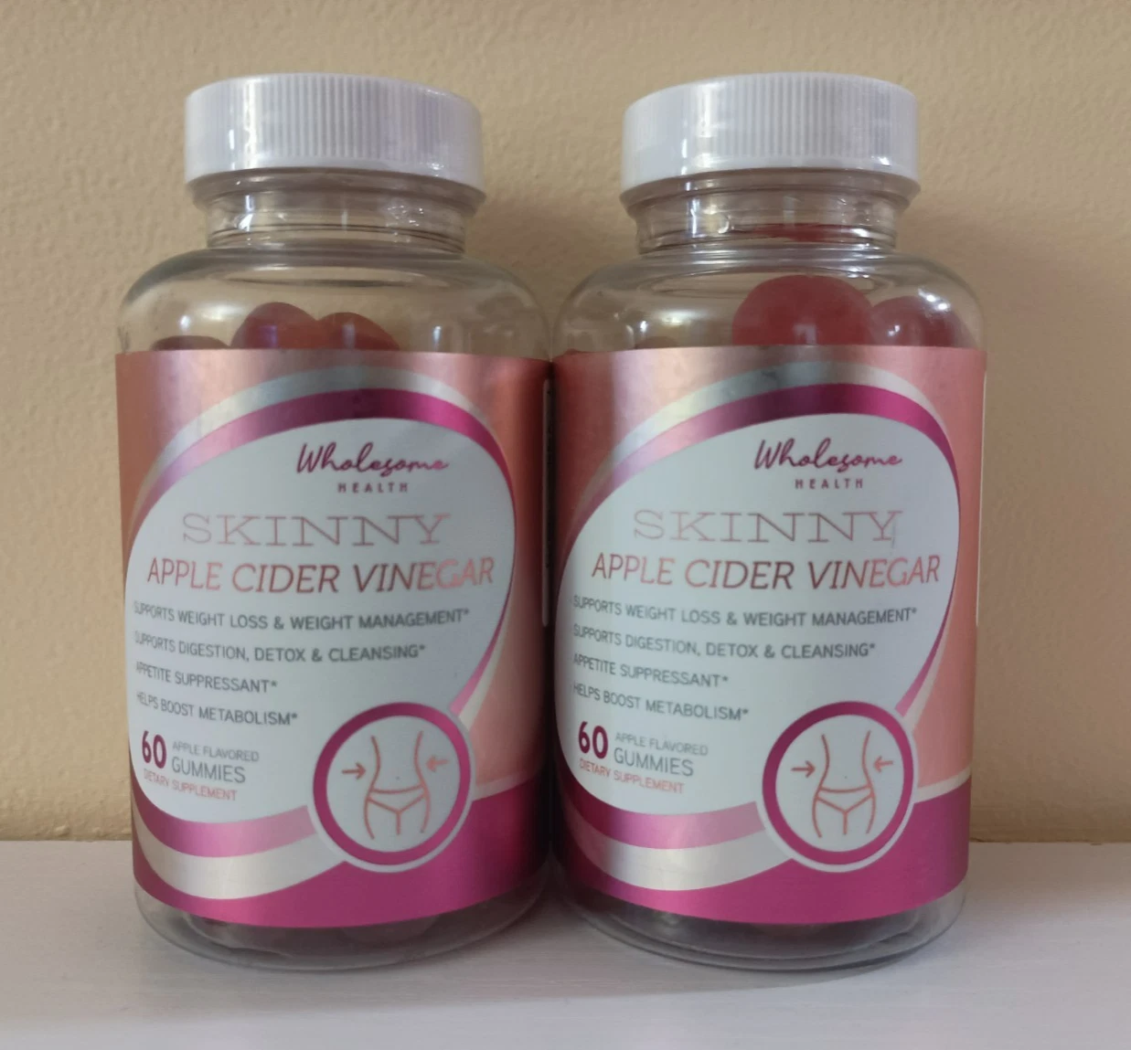 WHOLESOME HEALTH SKINNY APPLE CIDER VINEGER, 60 gummies (2 Pack)