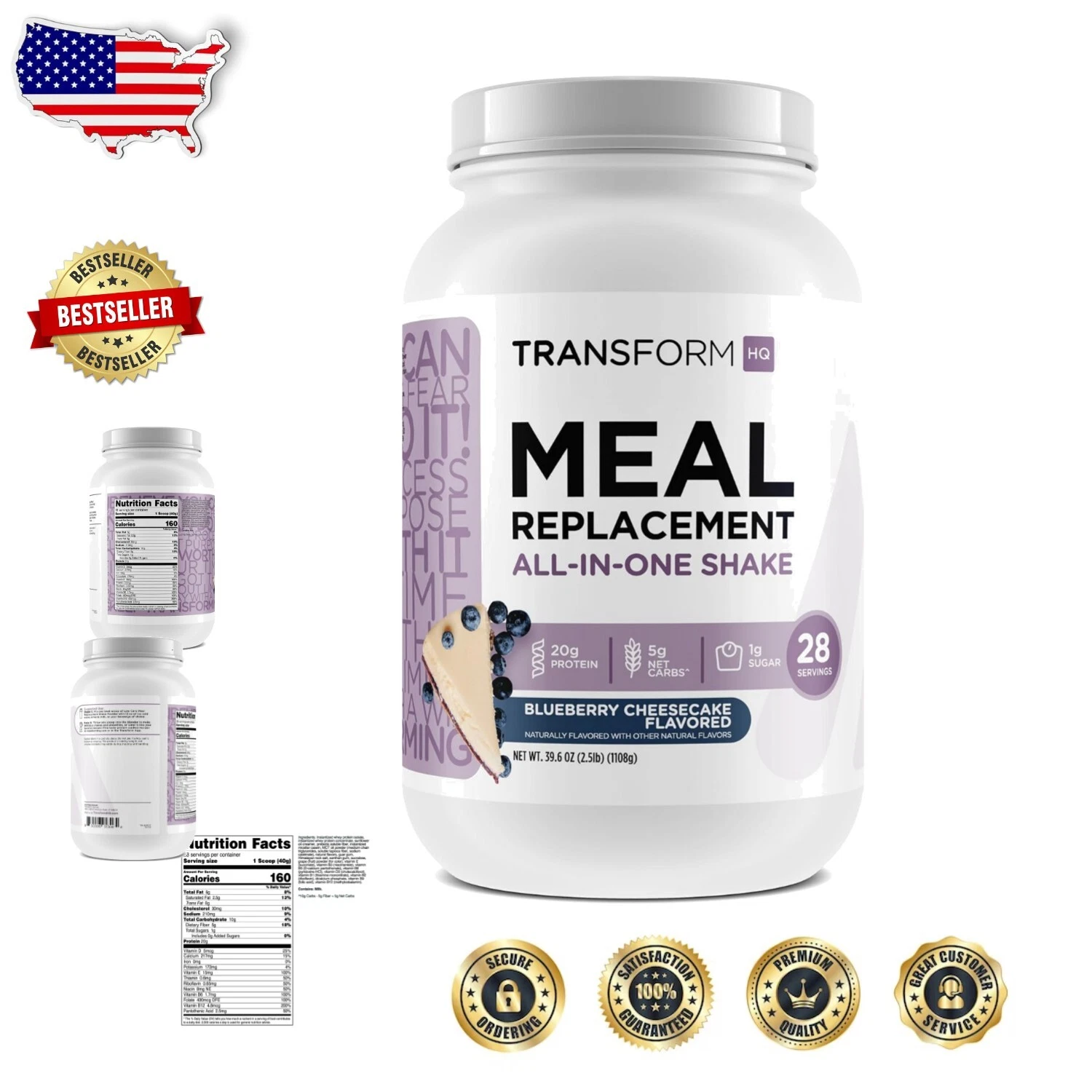 Delicious Blueberry Cheesecake Meal Replacement Shake, 28 Servings, Gluten-Free