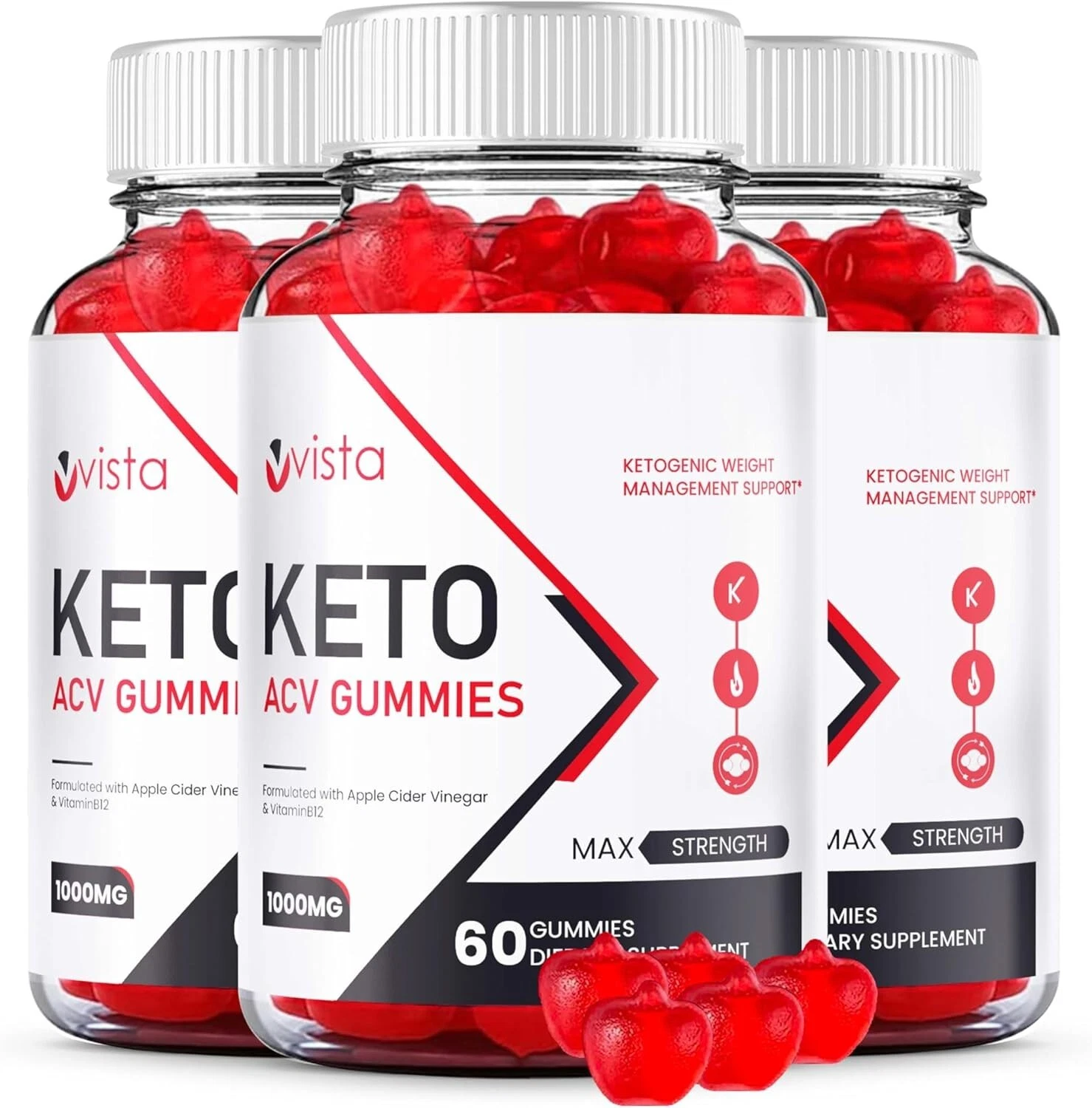 (3 Pack) Vista Keto ACV Weight Loss Gummies for Reducing Fat and Boosting Energy