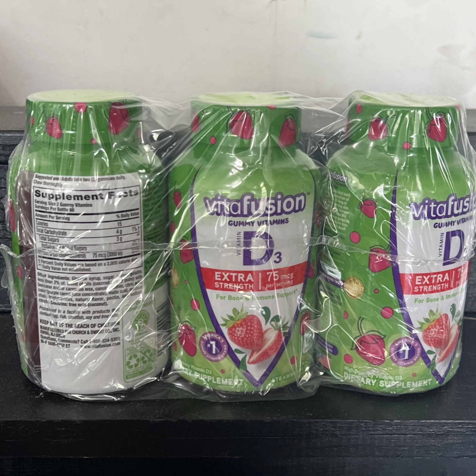 3 Pack Vitafusion D3 Extra Strength Gummy Vitamins Dietary, 05/25