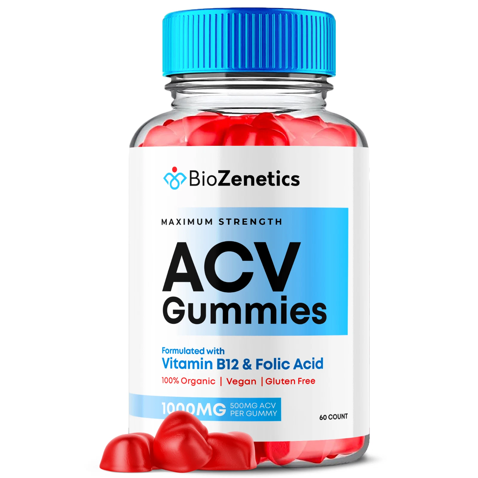 Biozenetics Apple Cider Vinegar Gummies Max ACV Strength Supplement 60 Capsules